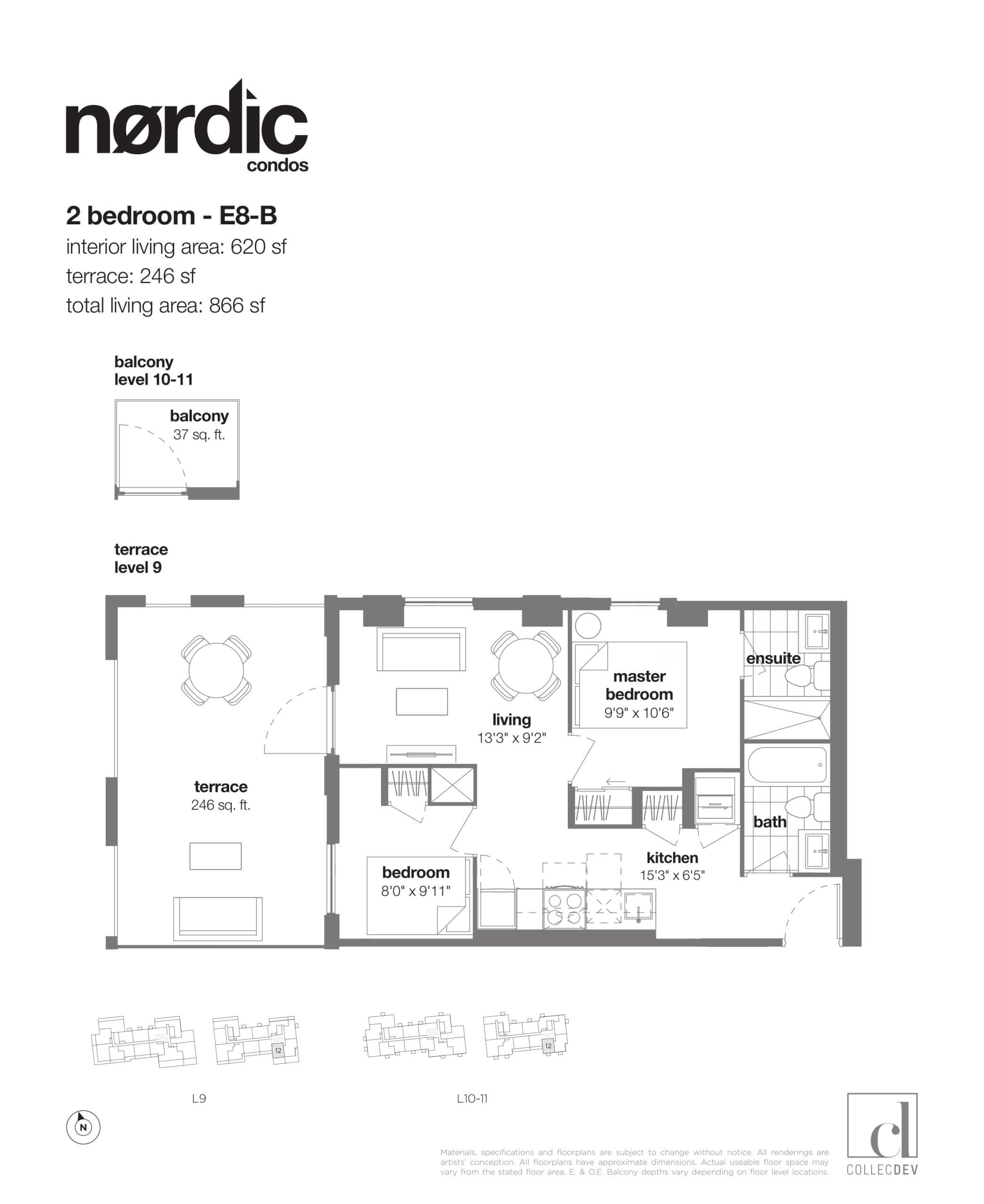 E8-B Floor Plan at Nordic Condos - 620 sq.ft