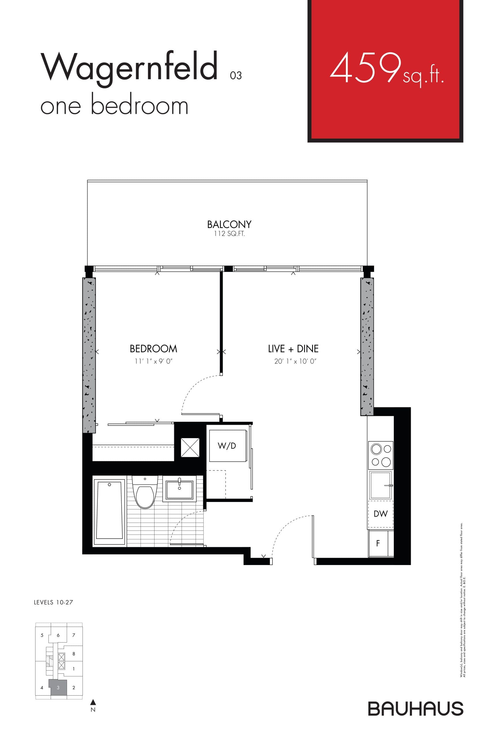 Wagernfeld Floor Plan at Bauhaus Condos - 459 sq.ft