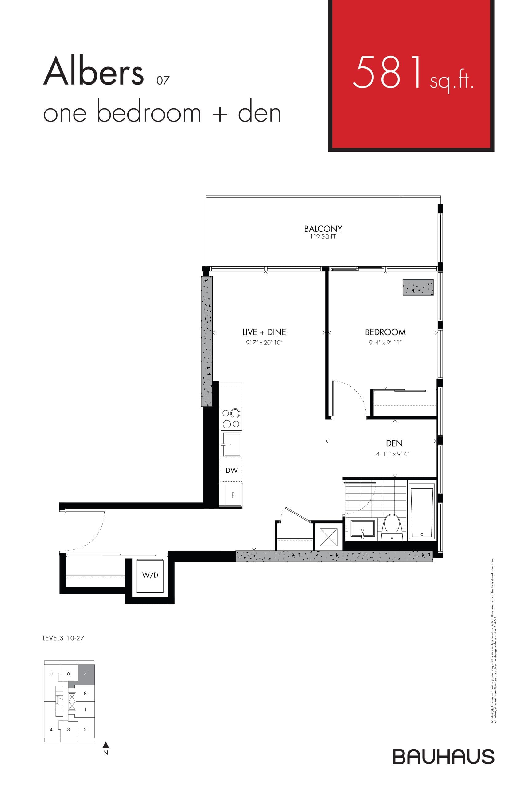 Albers Floor Plan at Bauhaus Condos - 581 sq.ft
