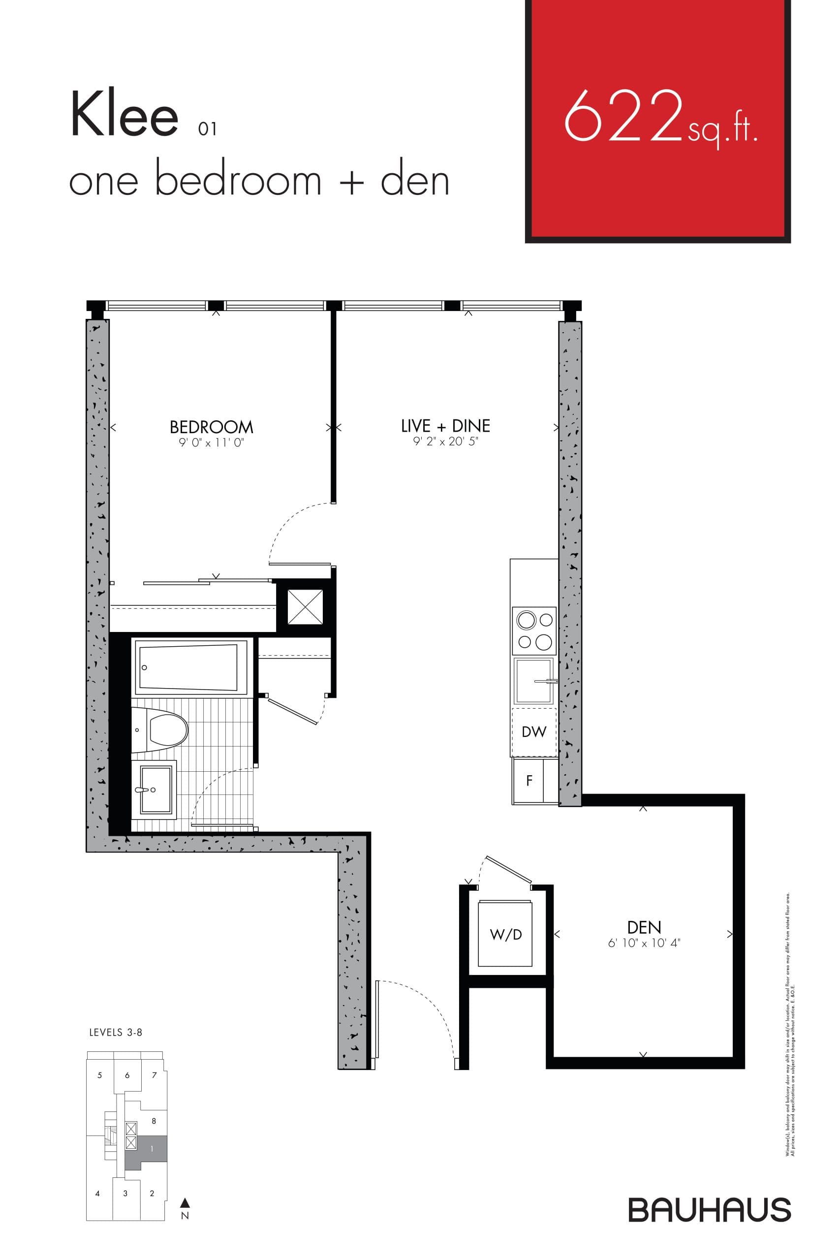 Klee Floor Plan at Bauhaus Condos - 622 sq.ft
