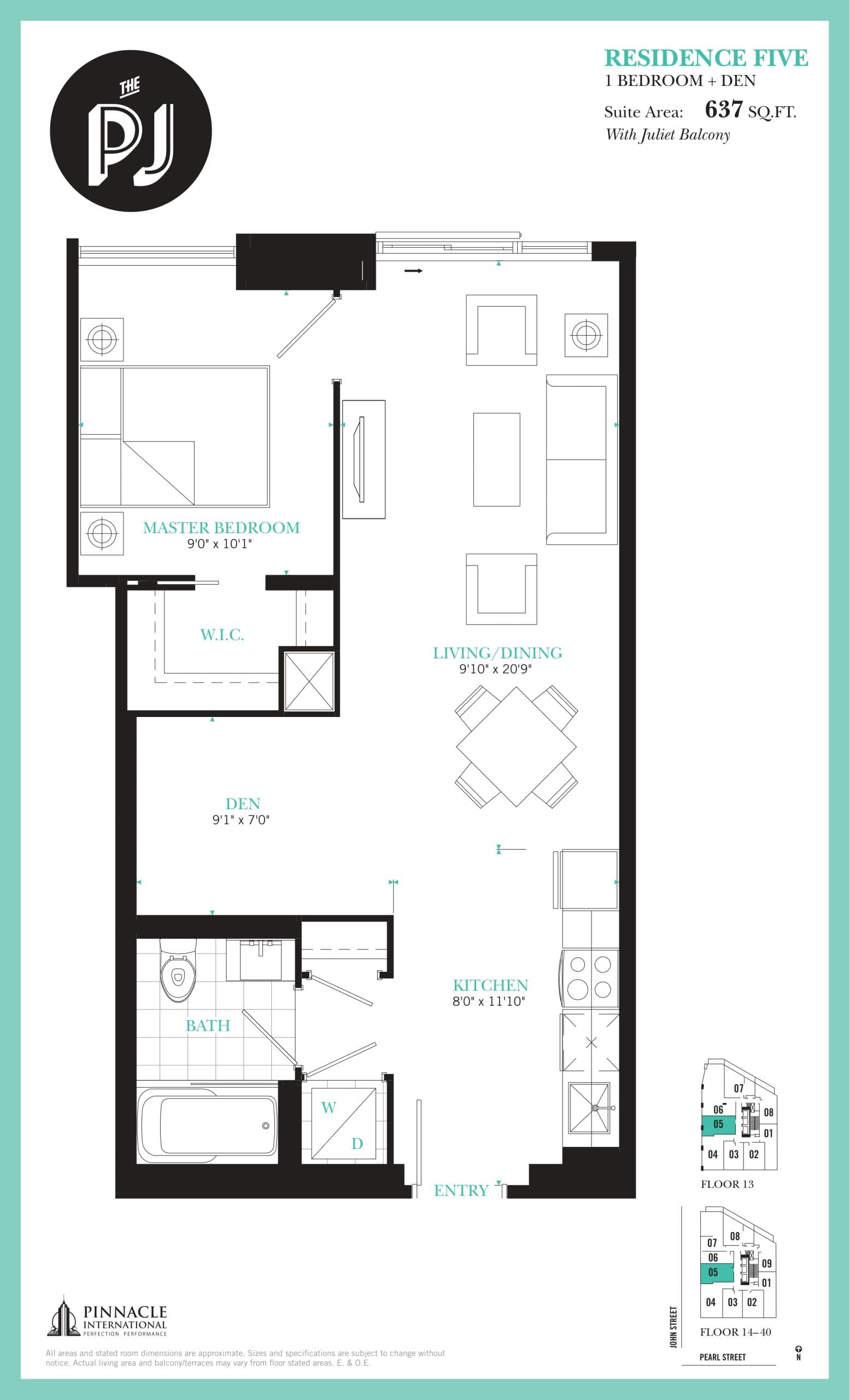 Residence Five Floor Plan at The PJ Condos - 637 sq.ft