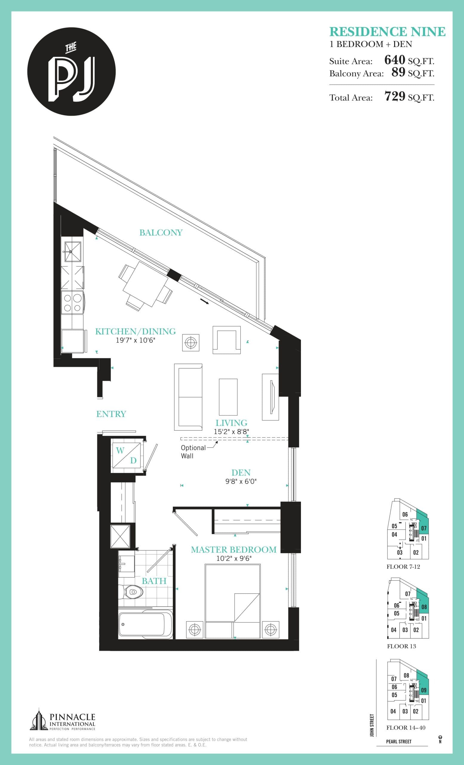 Residence Nine Floor Plan at The PJ Condos - 640 sq.ft