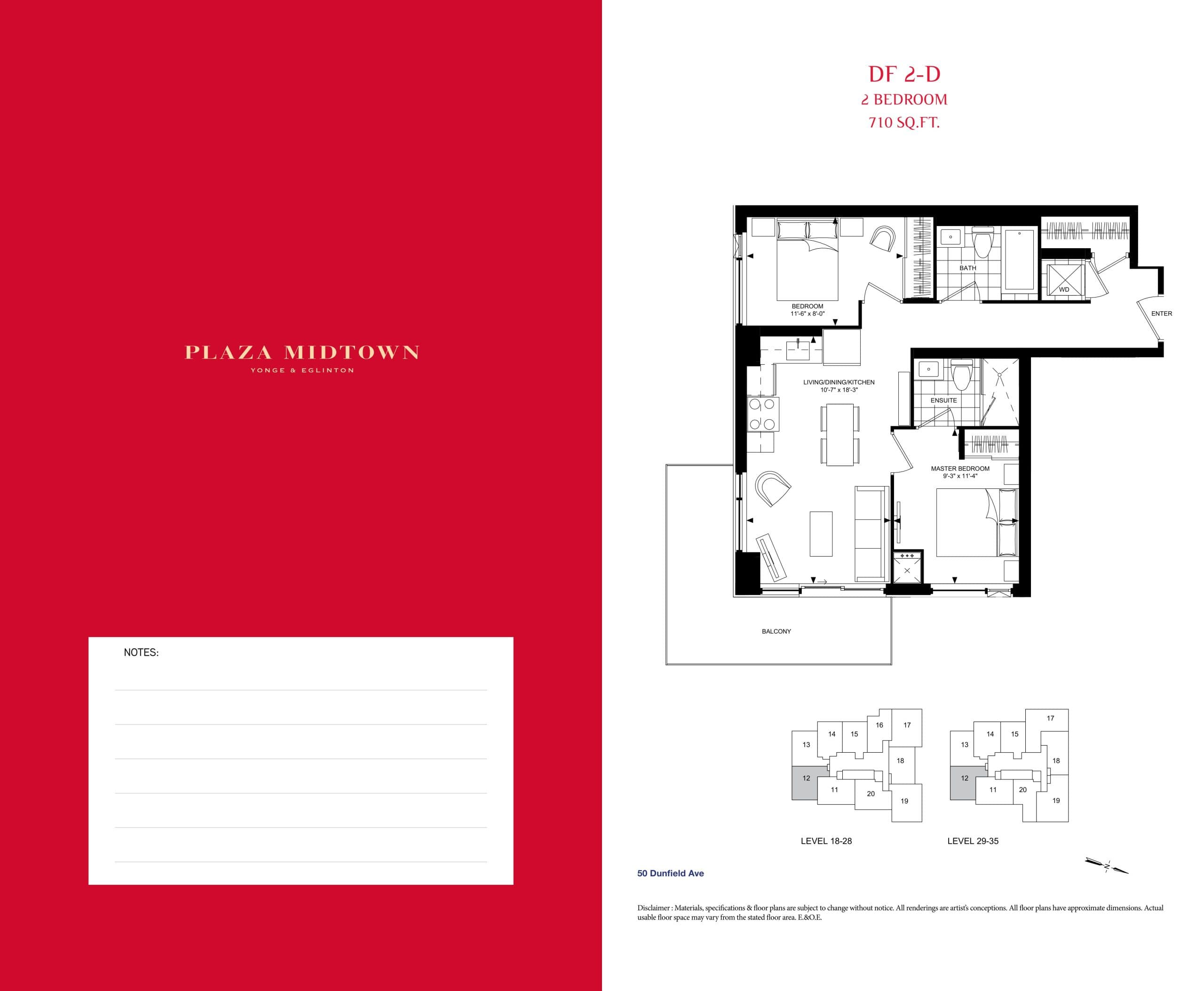 2-D Floor Plan at Plaza Midtown Condos - 710 sq.ft