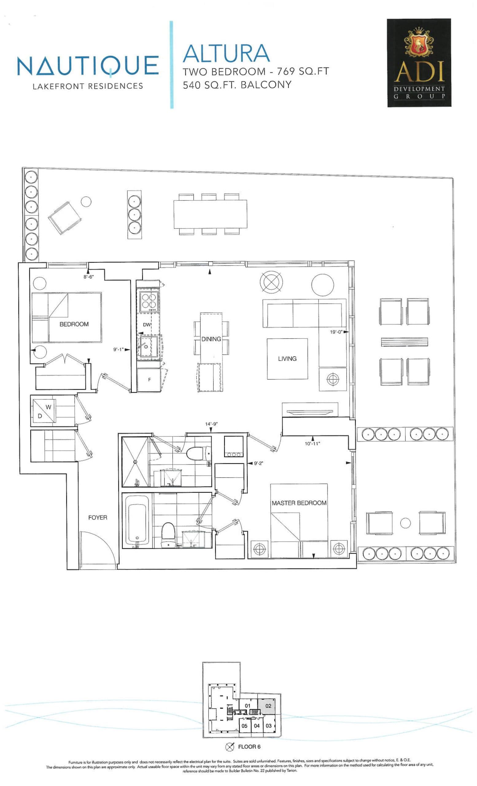 Altura Floor Plan at Nautique Lakefront Residences - 769 sq.ft