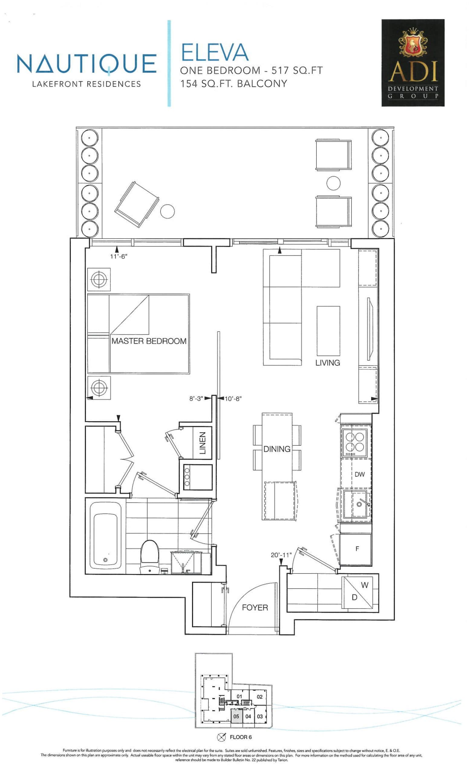 Eleva Floor Plan at Nautique Lakefront Residences - 517 sq.ft