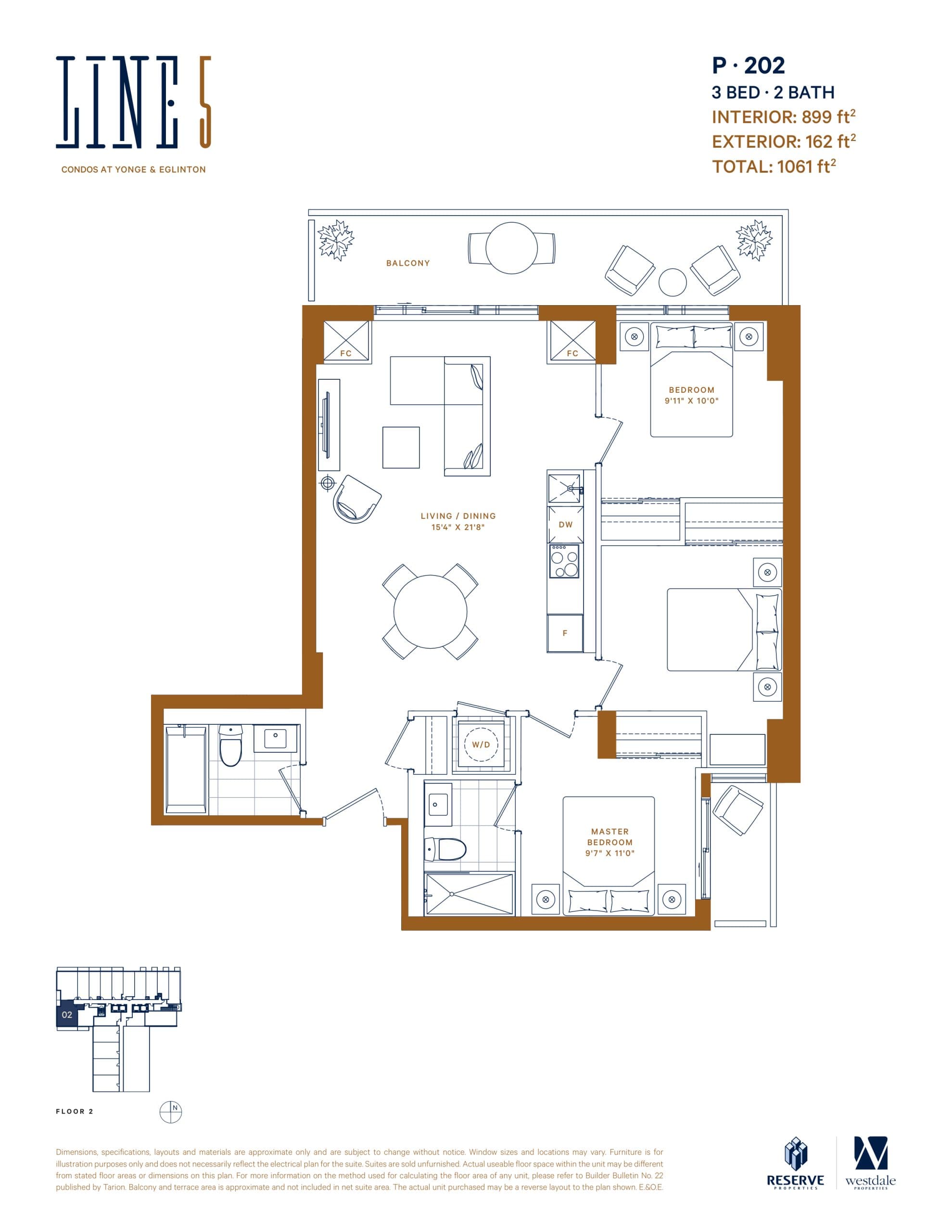 P-202 Floor Plan at Line 5 Condos - 899 sq.ft