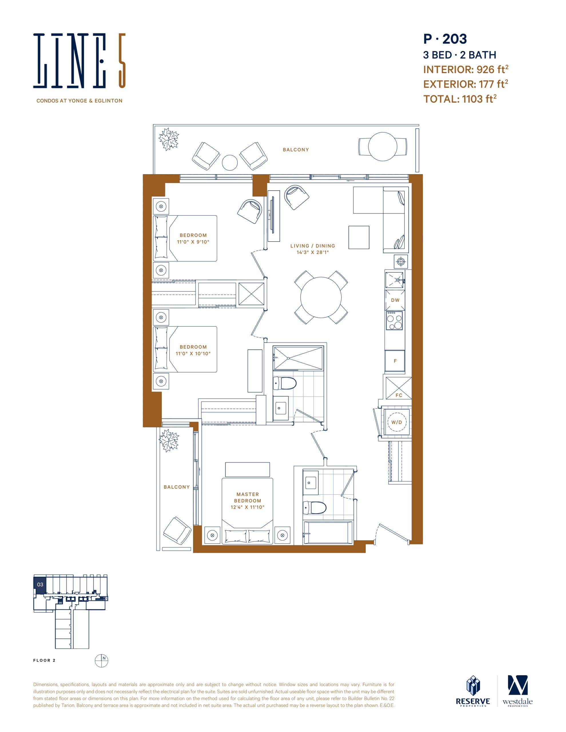 P-203 Floor Plan at Line 5 Condos - 926 sq.ft