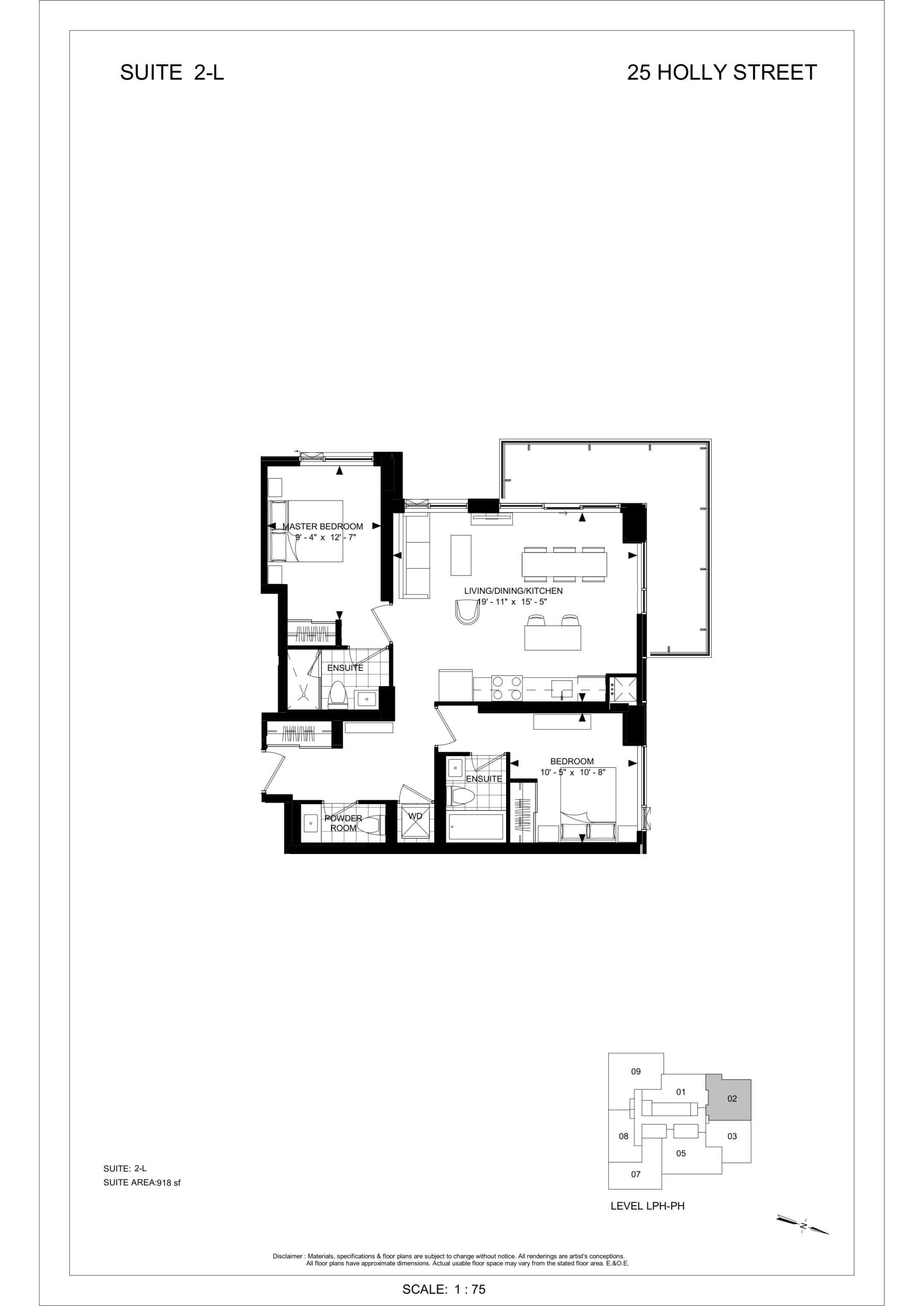 2-L Floor Plan at Plaza Midtown Condos - 918 sq.ft