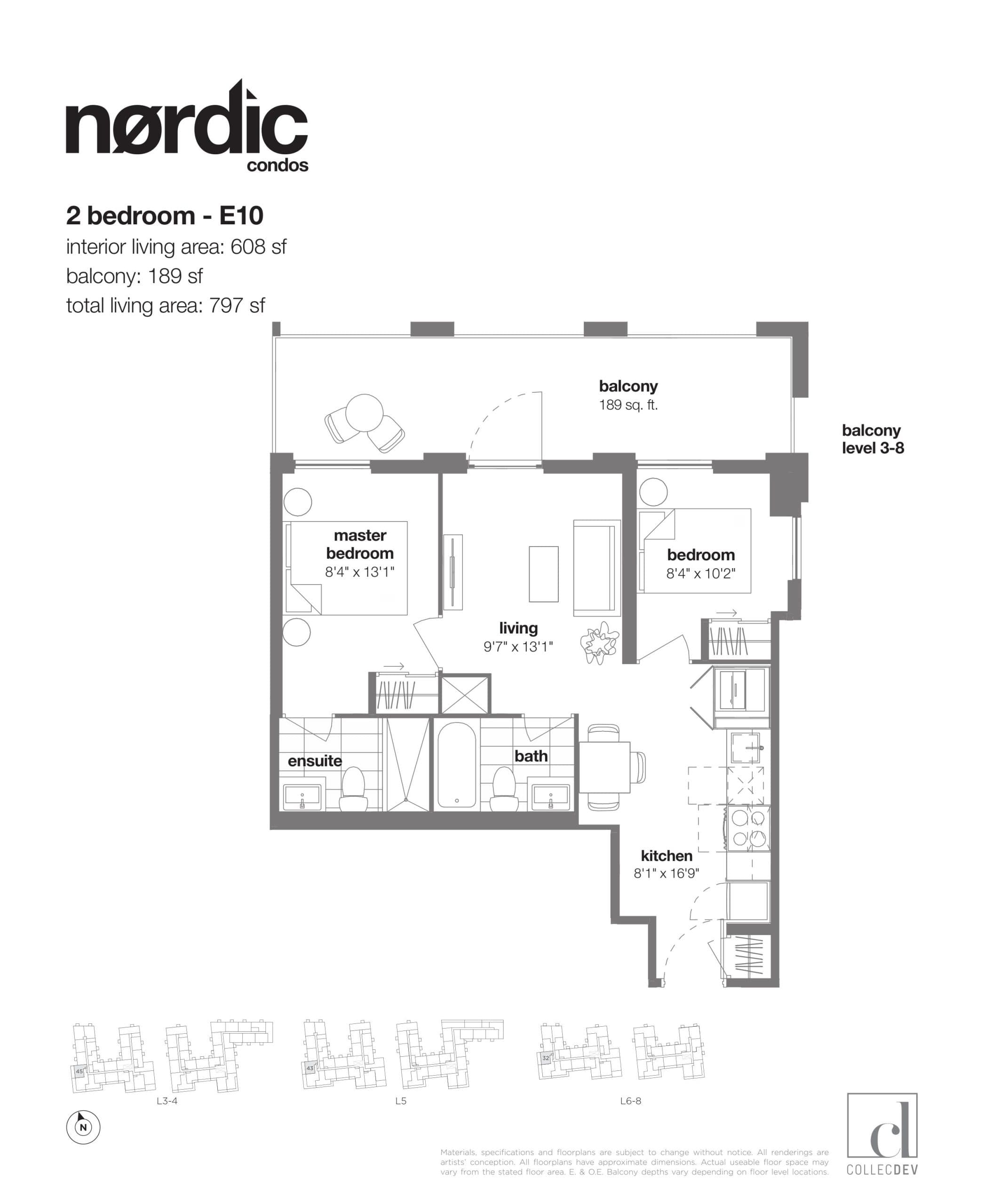 E10 Floor Plan at Nordic Condos - 608 sq.ft