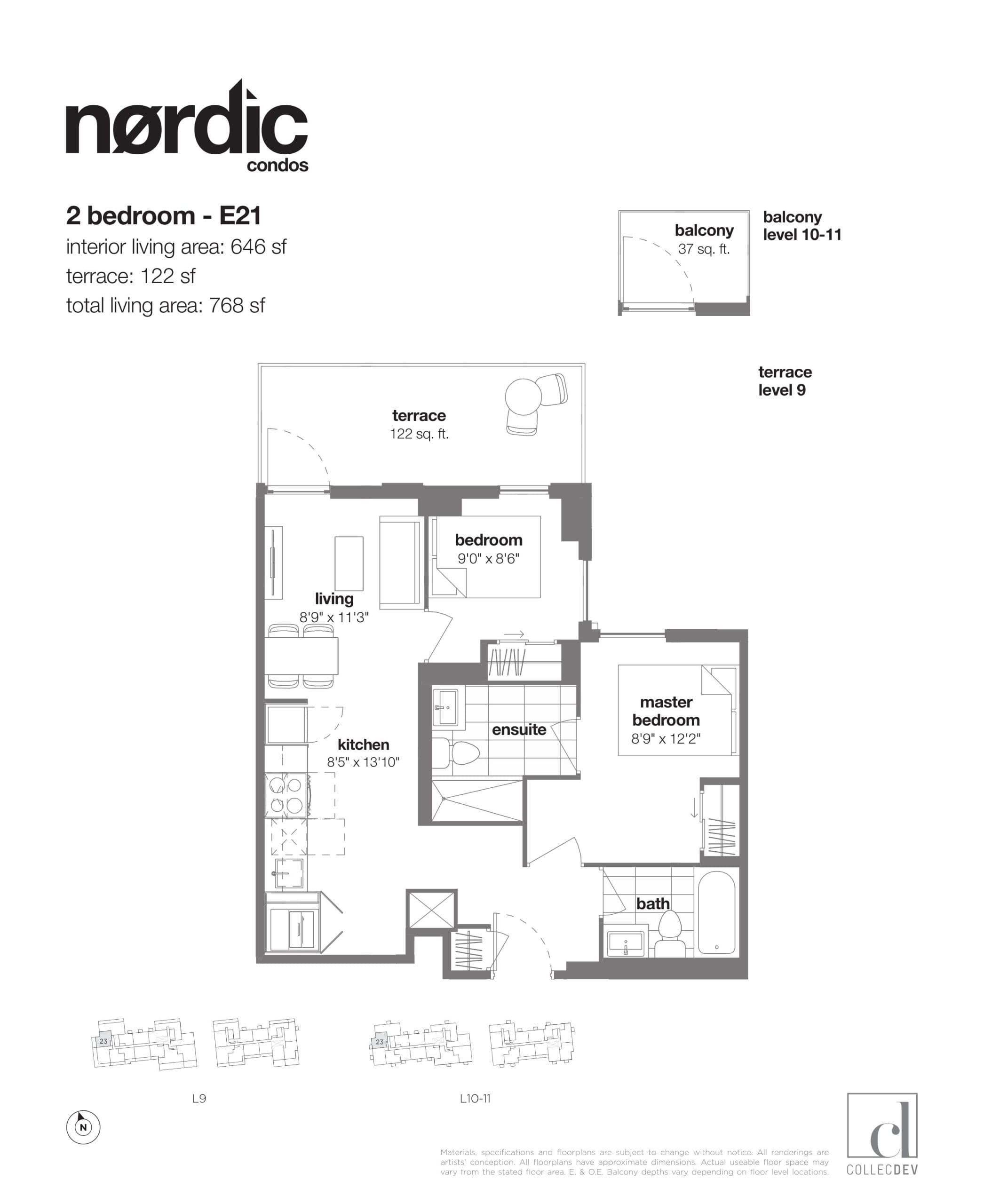 E21 Floor Plan at Nordic Condos - 646 sq.ft