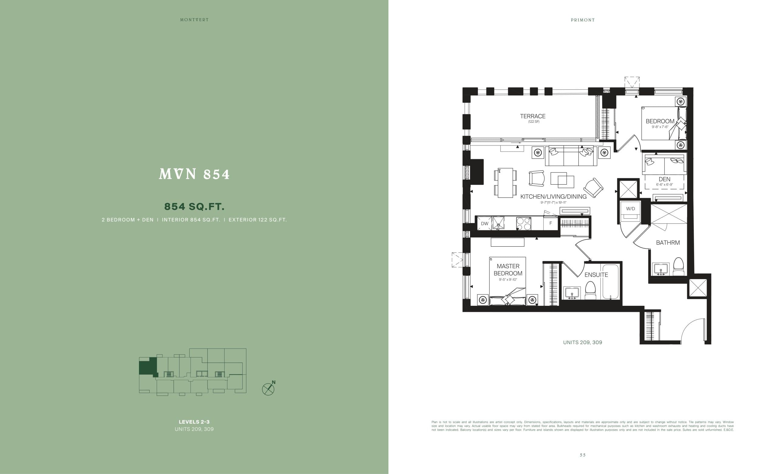 MVN 854 Floor Plan at MontVert Condos - 854 sq.ft