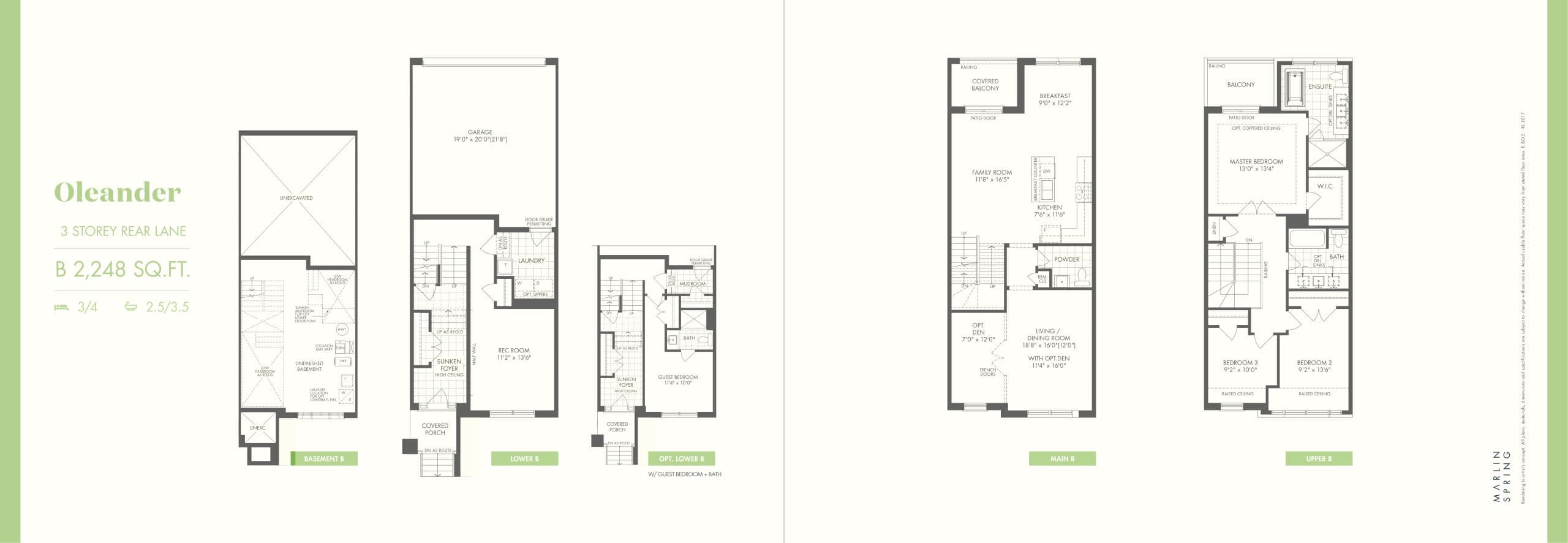 Oleander B Floor Plan at Ivylea Towns - 2248 sq.ft