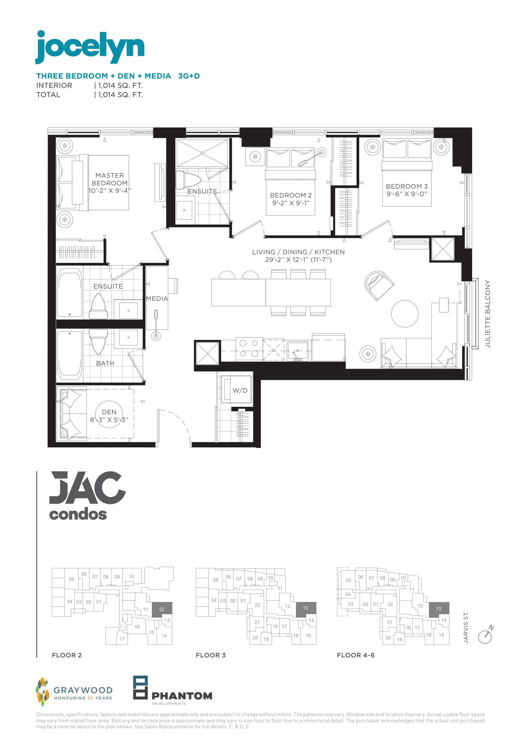 Jocelyn Floor Plan at JAC Condos - 1014 sq.ft