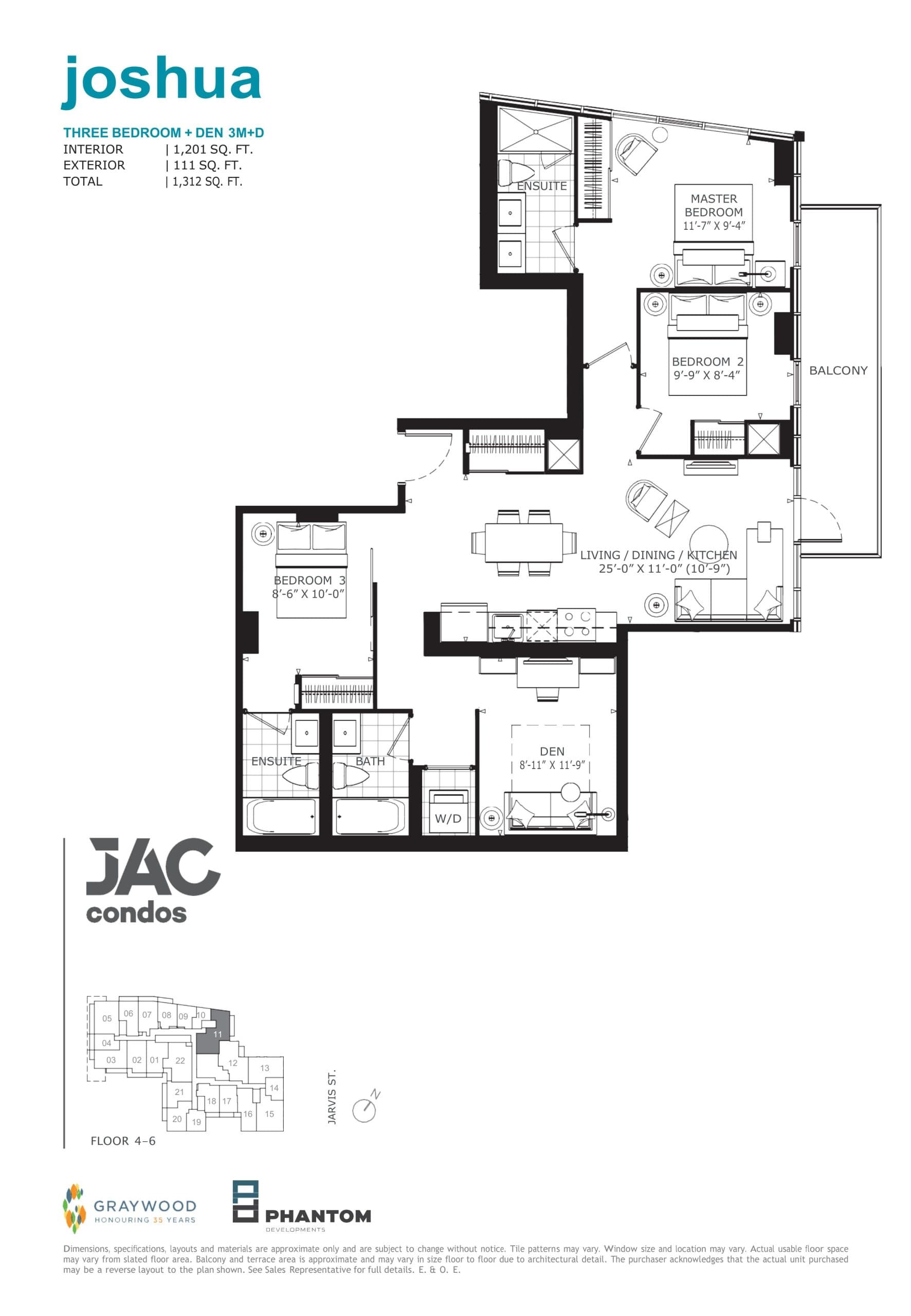 Joshua Floor Plan at JAC Condos - 1201 sq.ft