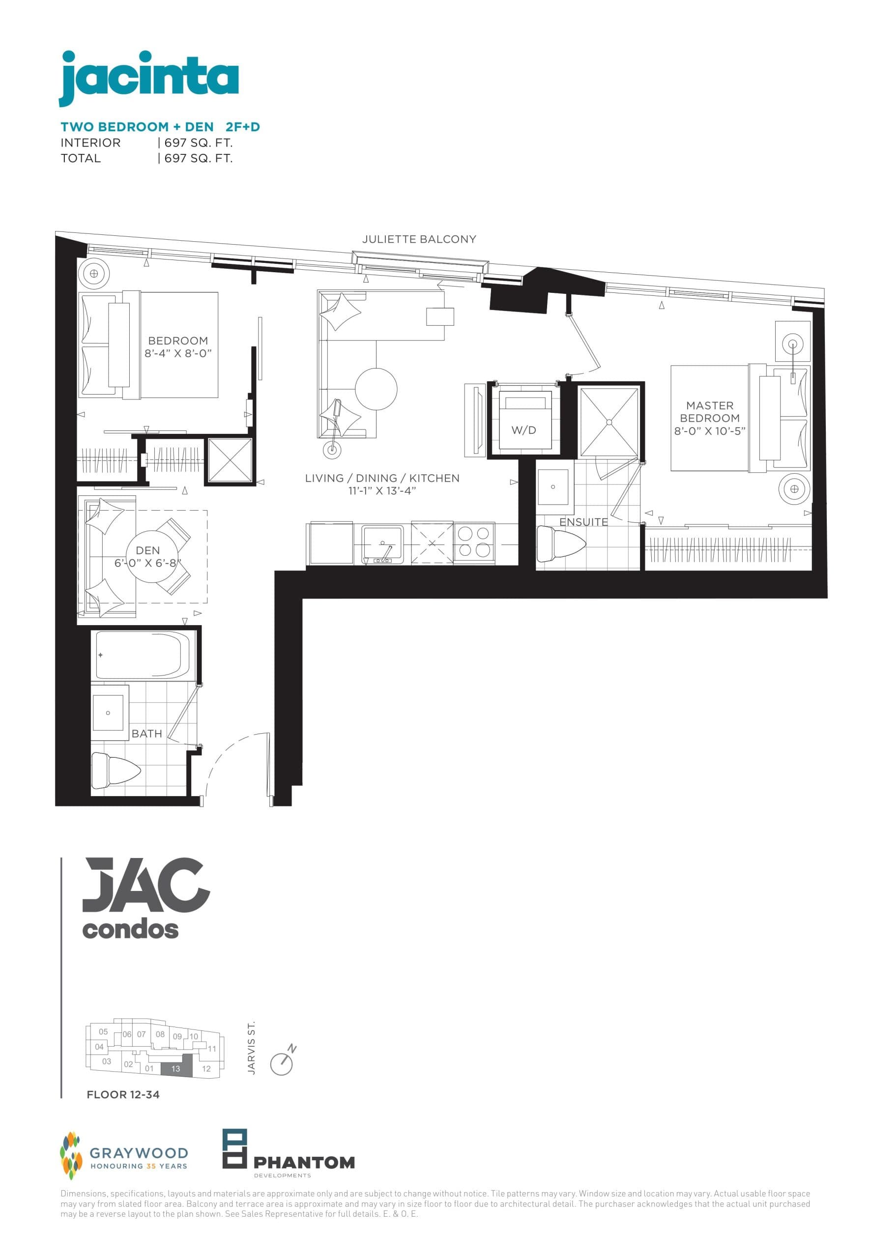 Jacinta Floor Plan at JAC Condos - 697 sq.ft