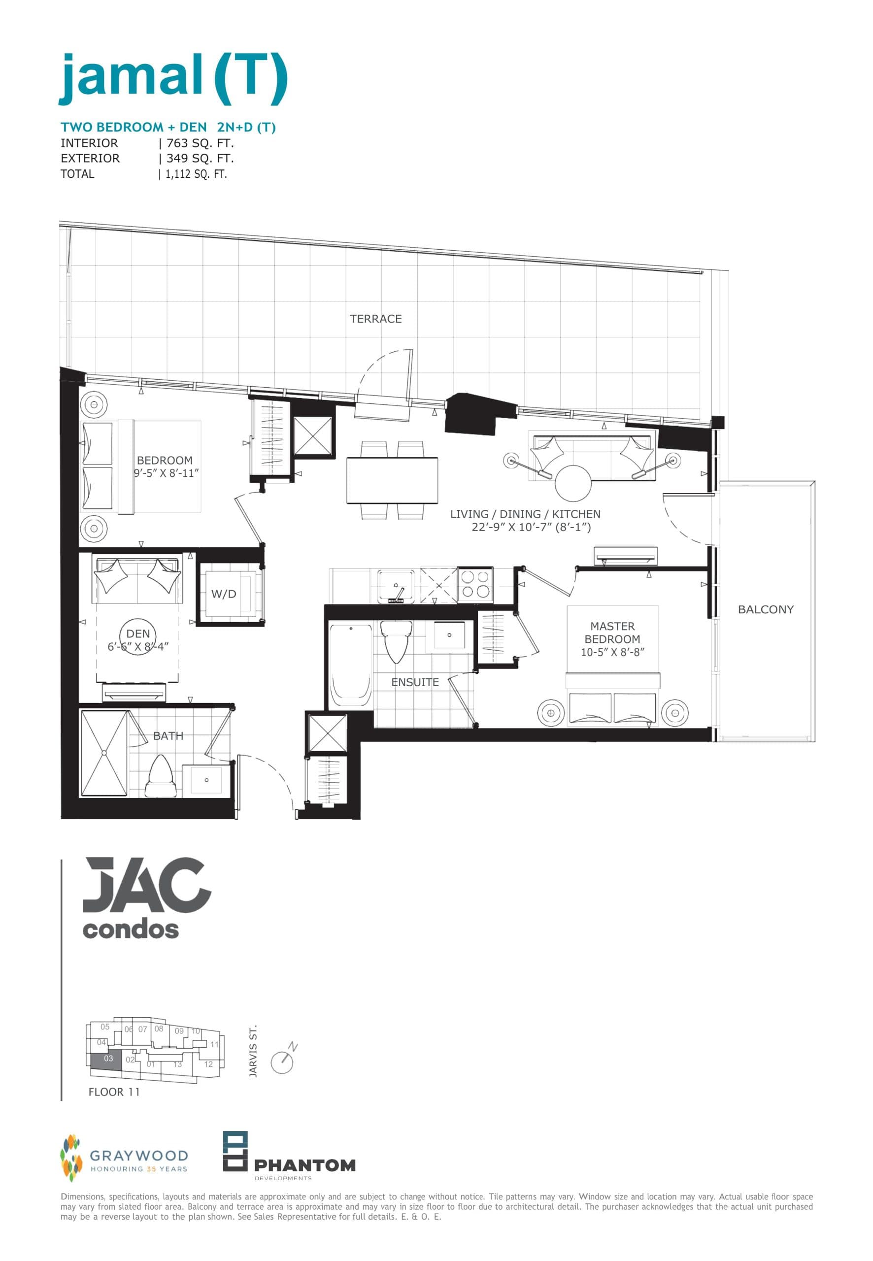 Jamal (T) Floor Plan at JAC Condos - 763 sq.ft
