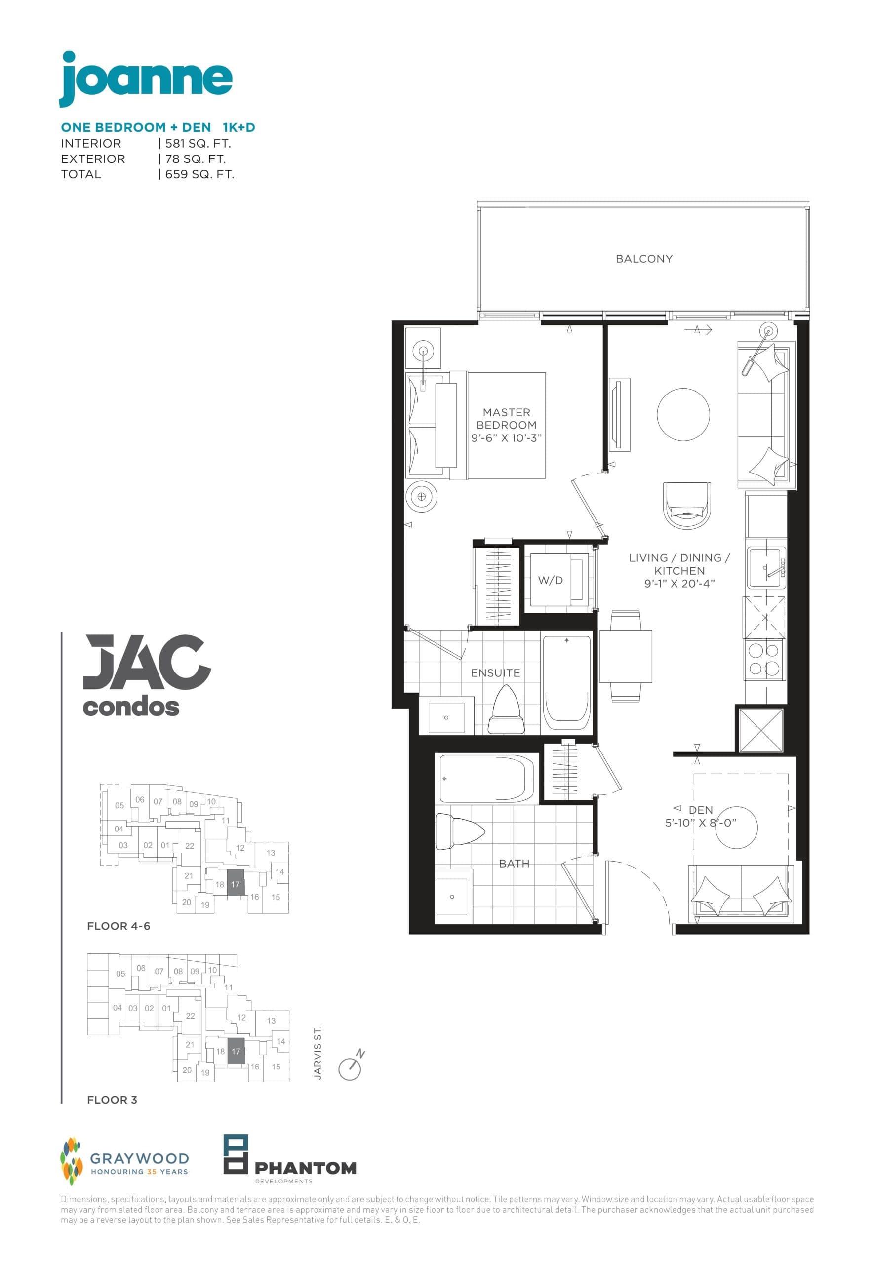 Joanne Floor Plan at JAC Condos - 581 sq.ft