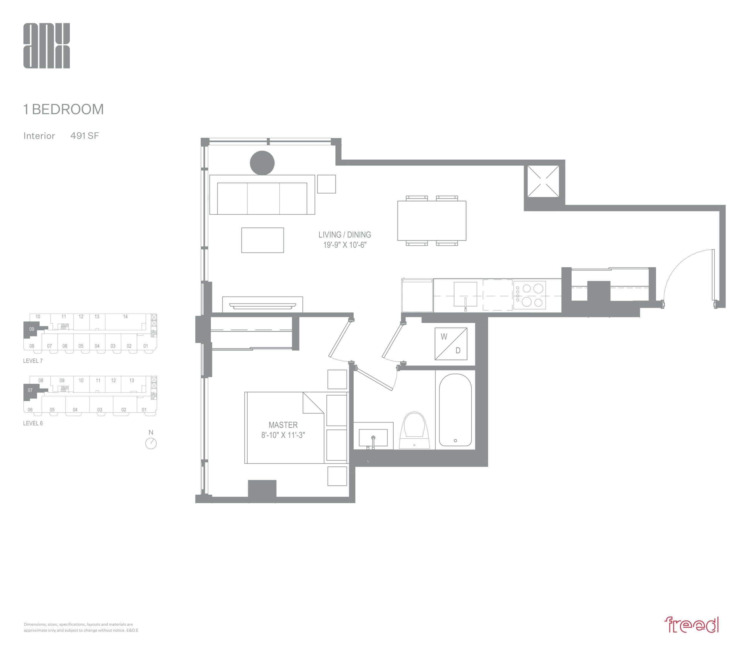 491 SF Floor Plan at ANX Condos - 491 sq.ft