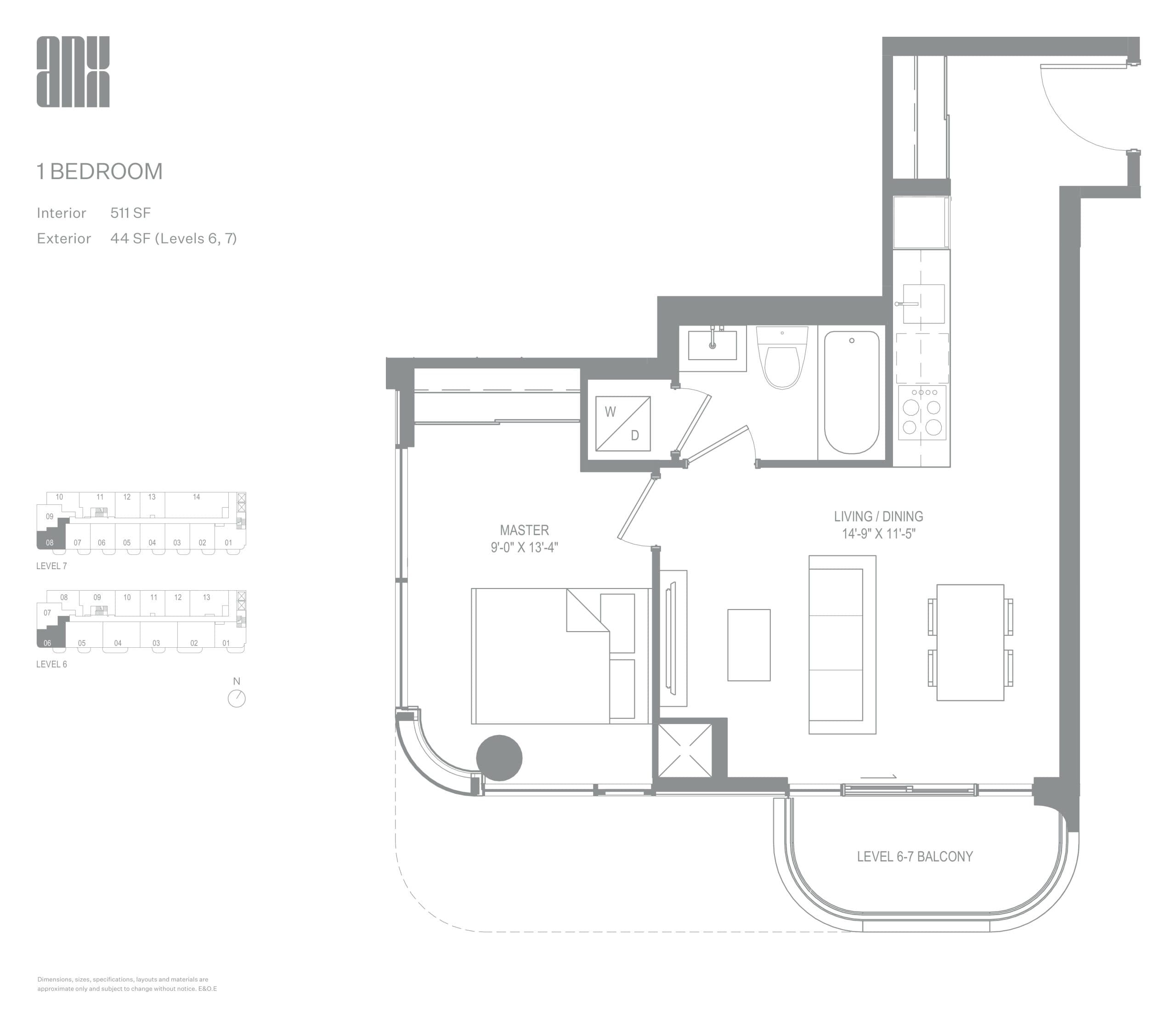 511 SF Floor Plan at ANX Condos - 511 sq.ft