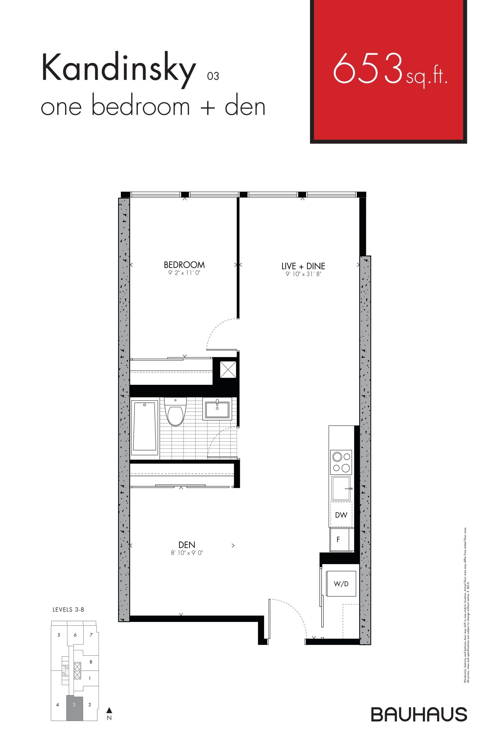 Kandinsky Floor Plan at Bauhaus Condos - 653 sq.ft