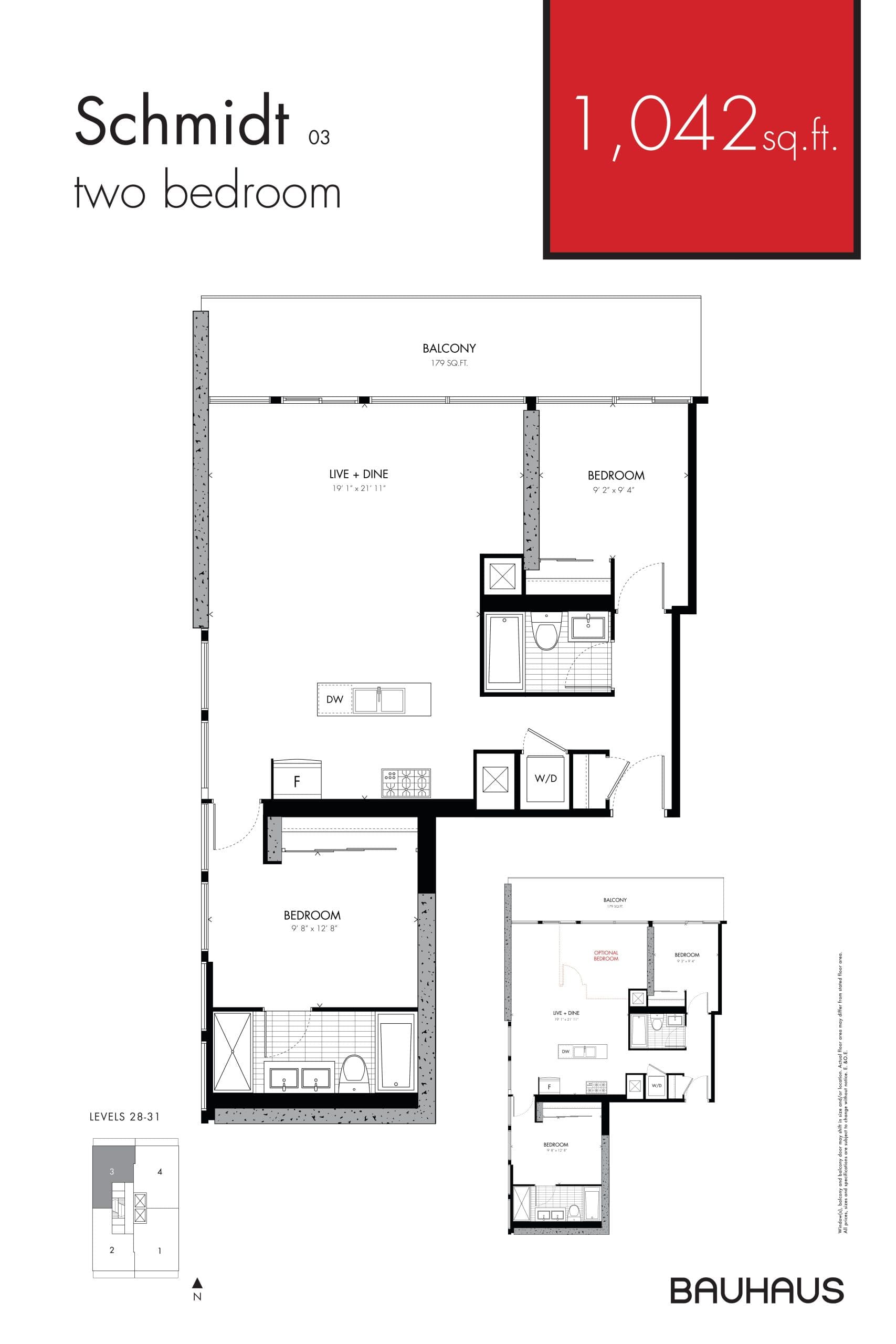 Schmidt Floor Plan at Bauhaus Condos - 1042 sq.ft