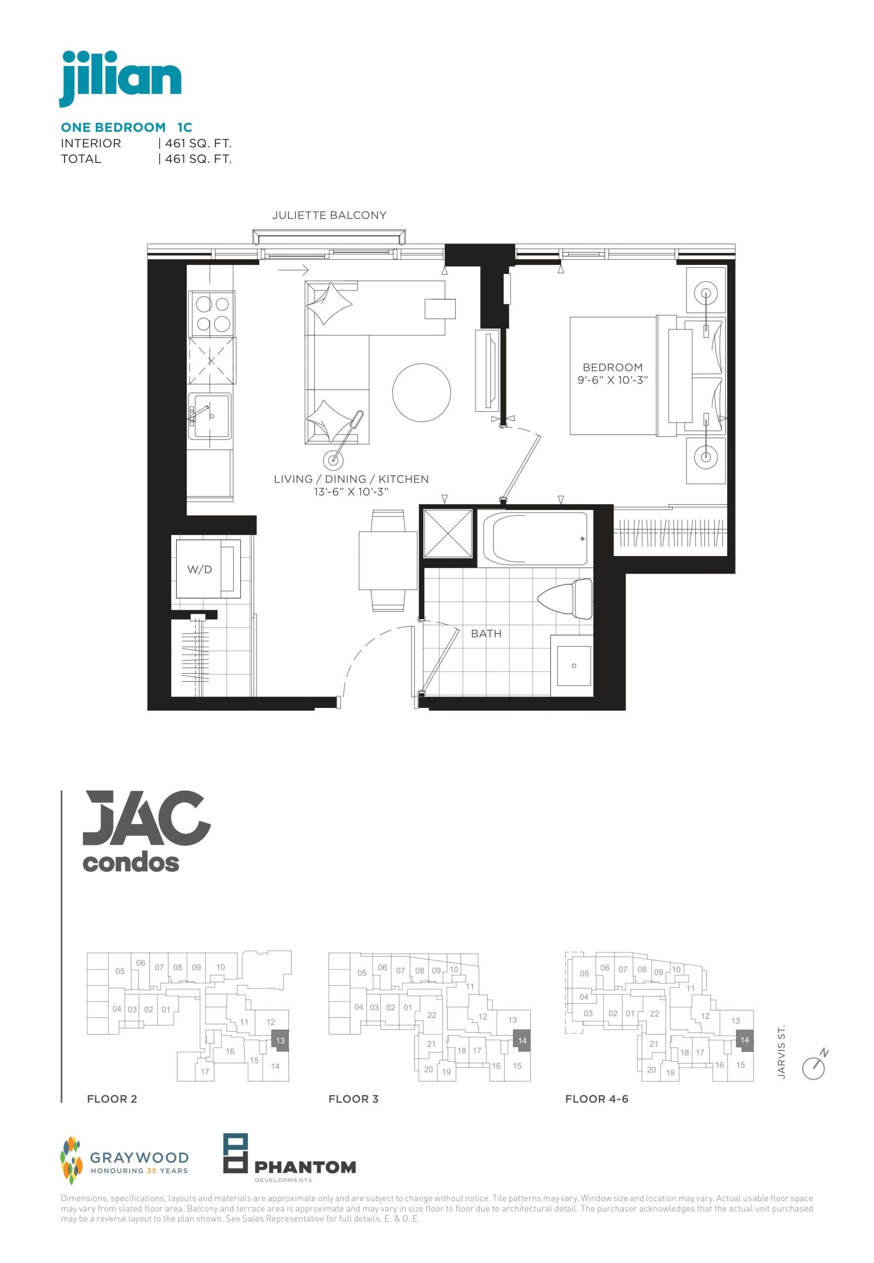 Jilian Floor Plan at JAC Condos - 461 sq.ft