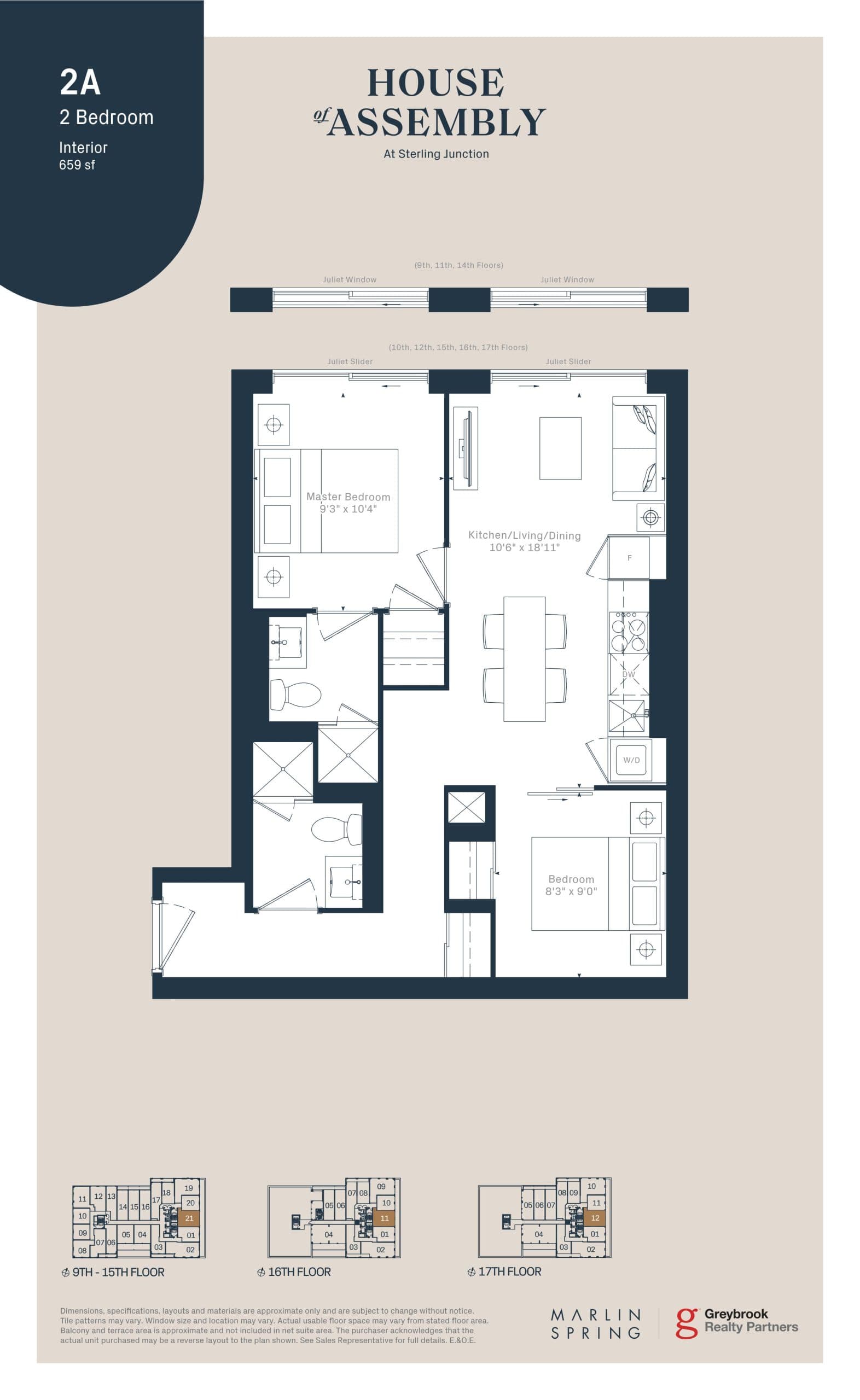 2B Floor Plan at House of Assembly Condos - 675 sq.ft