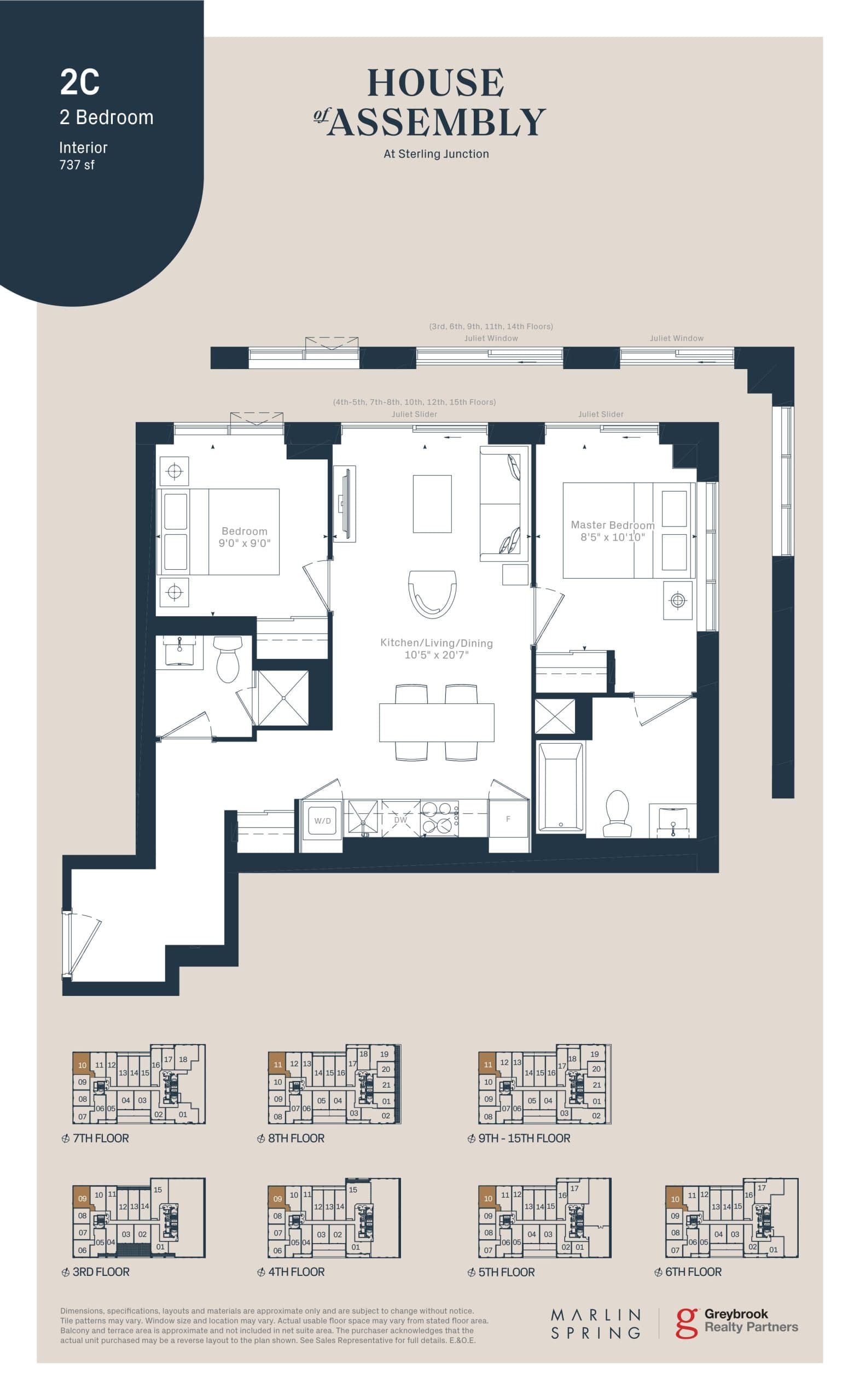 2C Floor Plan at House of Assembly Condos - 737 sq.ft