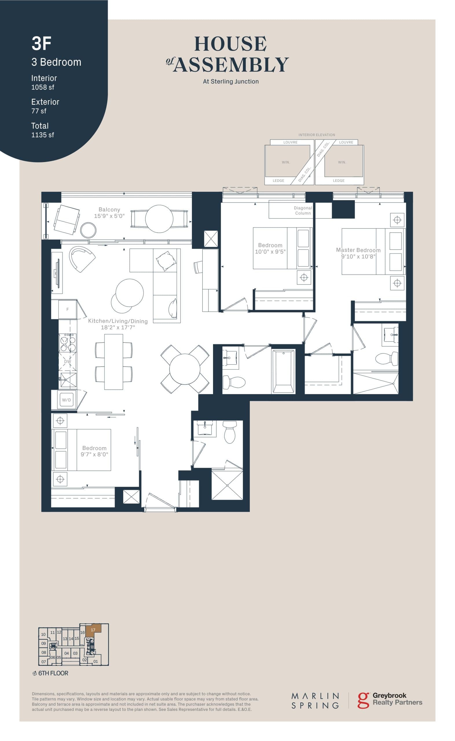 3F Floor Plan at House of Assembly Condos - 1058 sq.ft