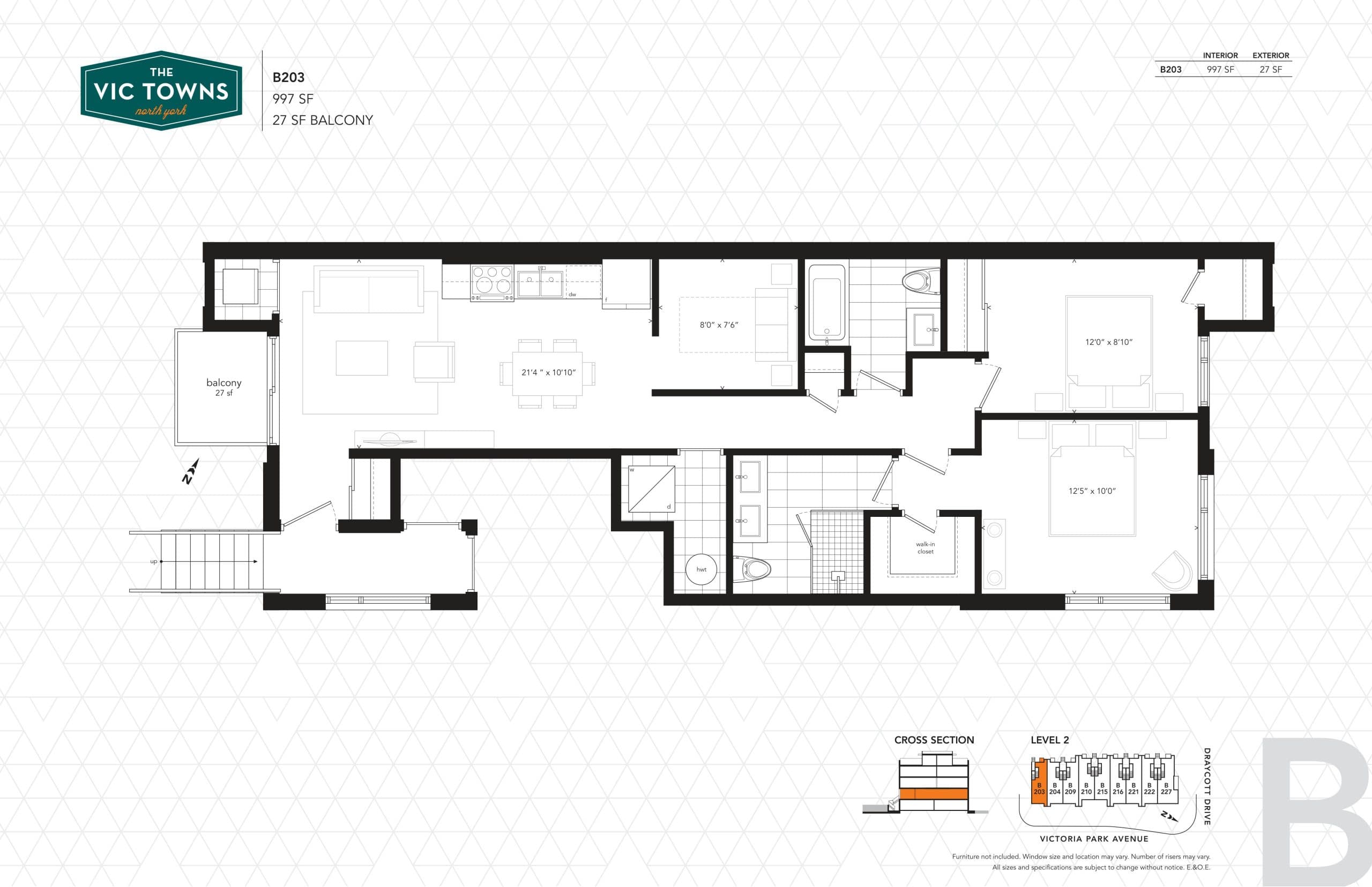 B203 Floor Plan at The Vic Towns Phase 2 - 997 sq.ft