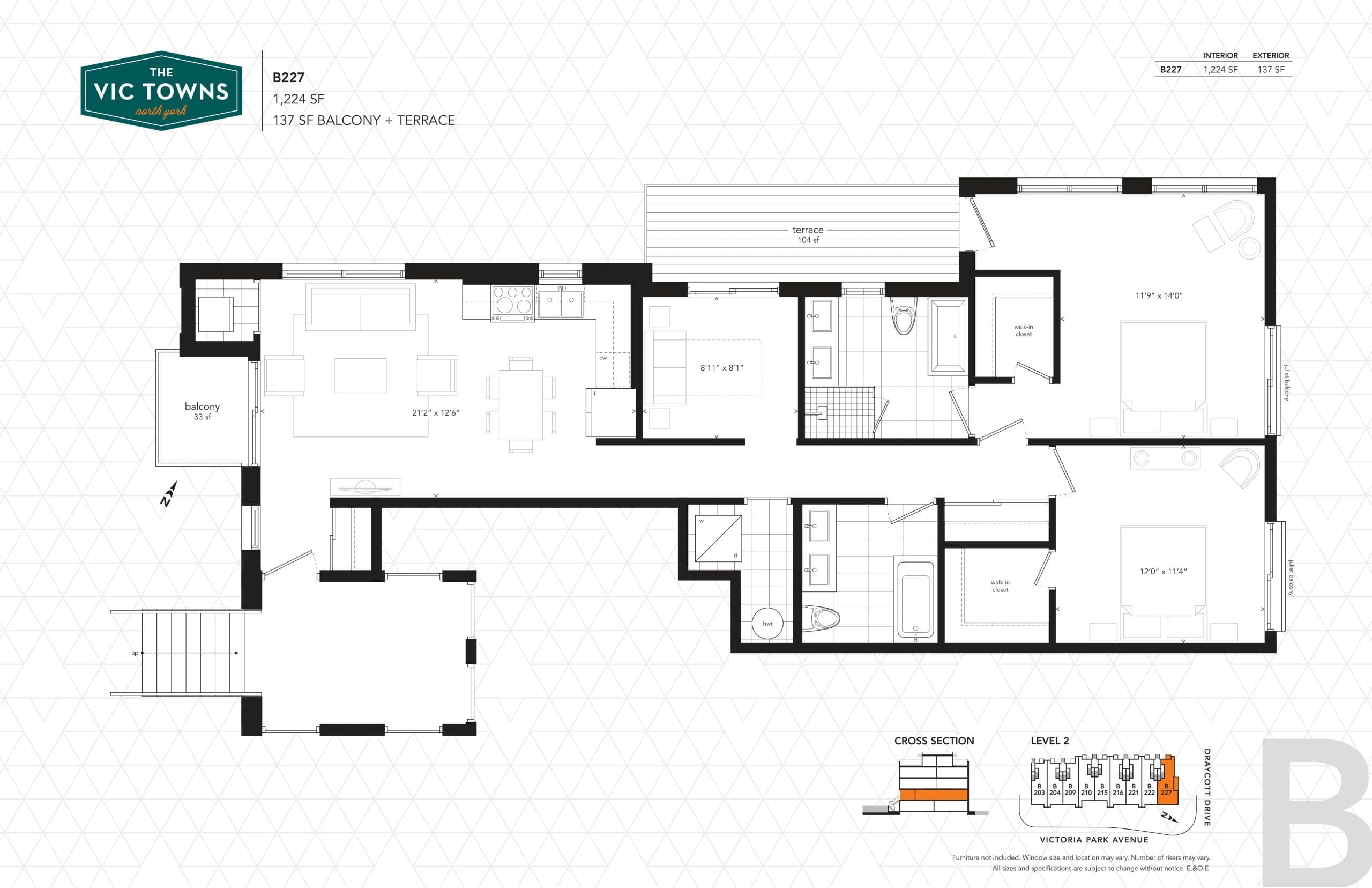 B227 Floor Plan at The Vic Towns Phase 2 - 1224 sq.ft
