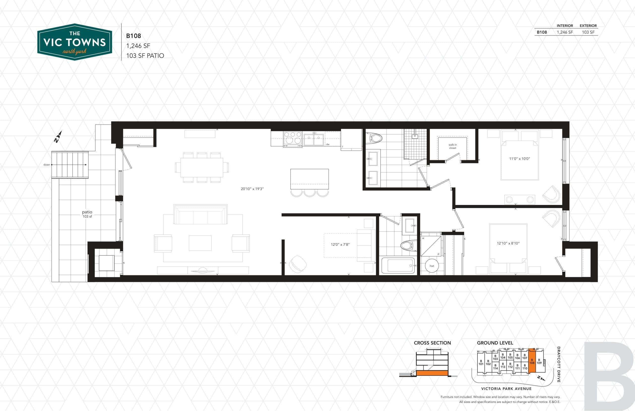 B108 Floor Plan at The Vic Towns Phase 2 - 1246 sq.ft