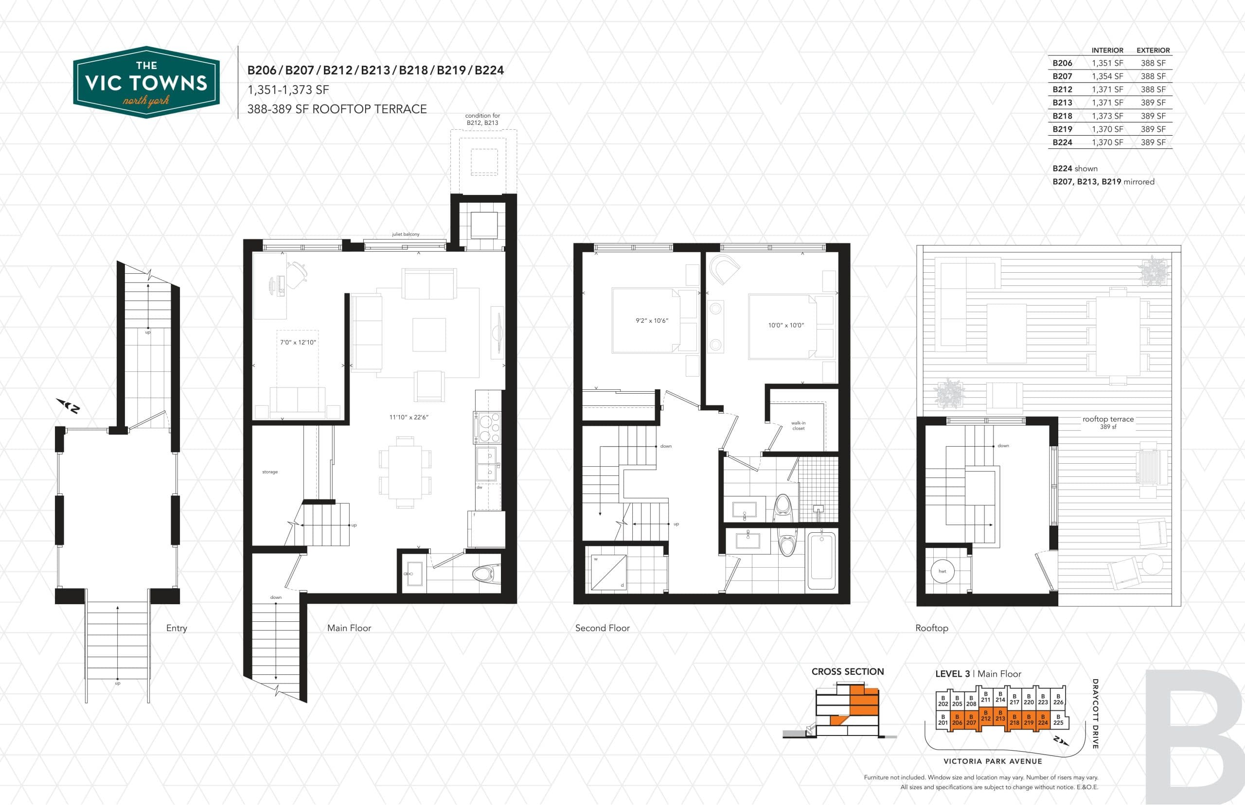 B206/B207/B212/B213/B218/B219/B224 Floor Plan at The Vic Towns Phase 2 - 1373 sq.ft