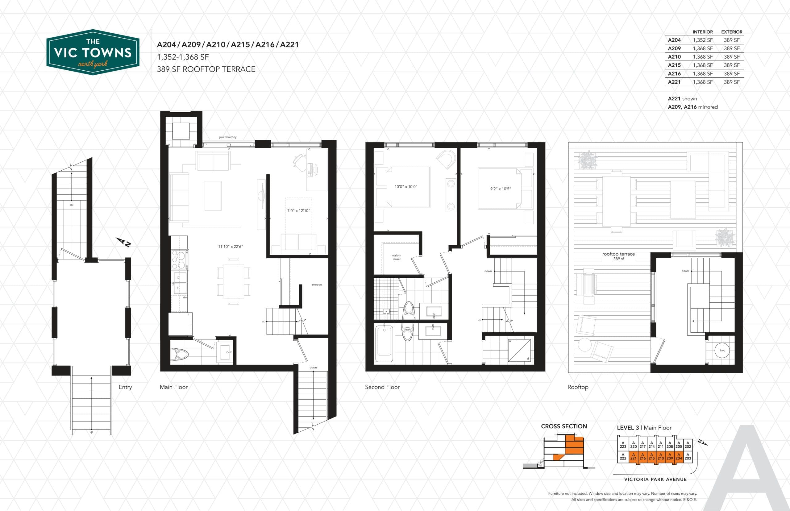 A204/A209/A210/A215/A216/A221 Floor Plan at The Vic Towns Phase 2 - 1368 sq.ft