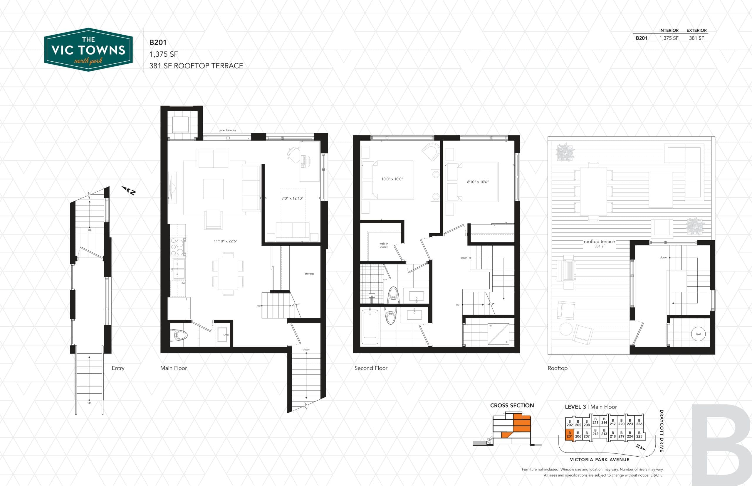 B201 Floor Plan at The Vic Towns Phase 2 - 1375 sq.ft
