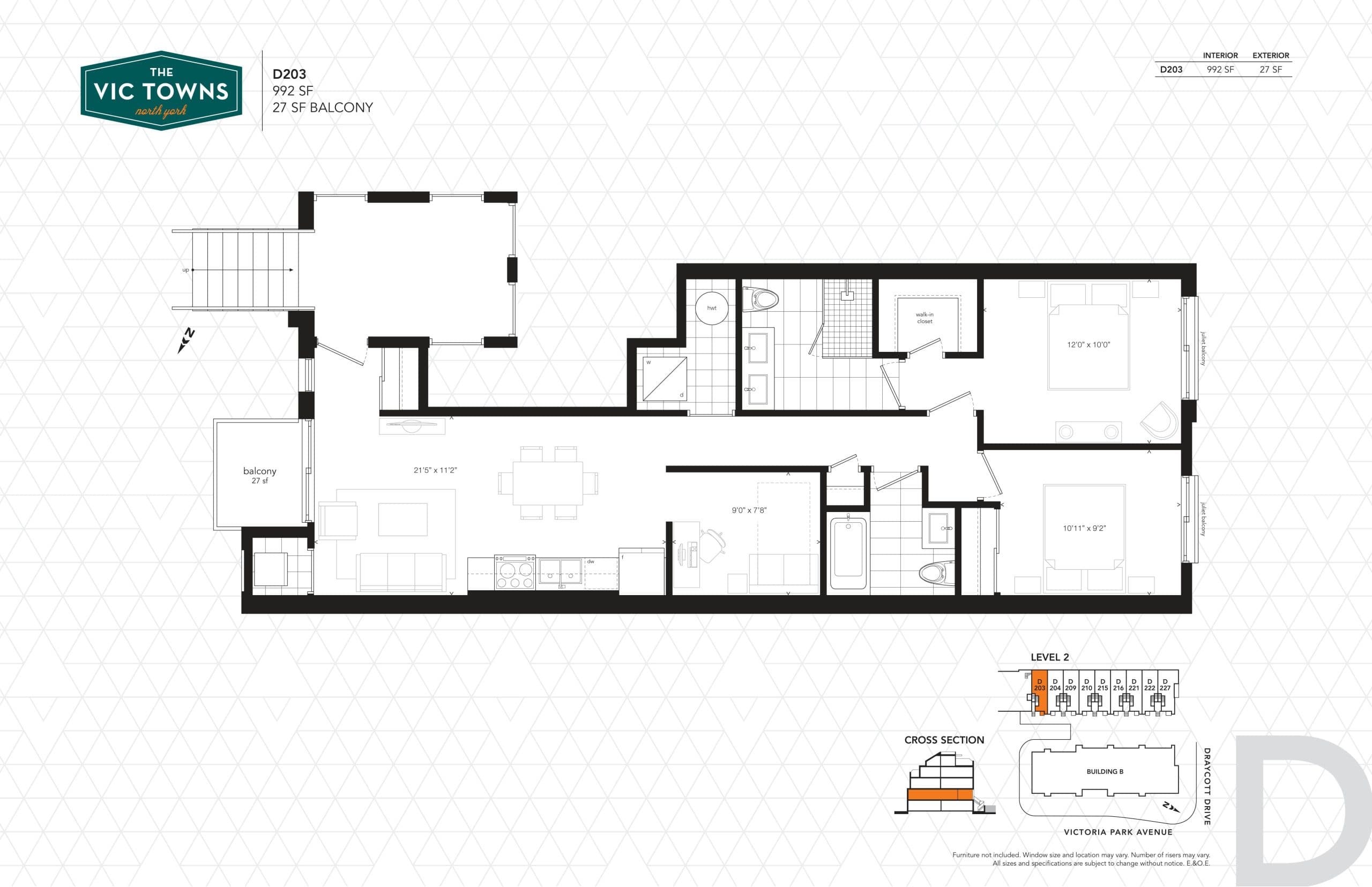 D203 Floor Plan at The Vic Towns Phase 2 - 992 sq.ft