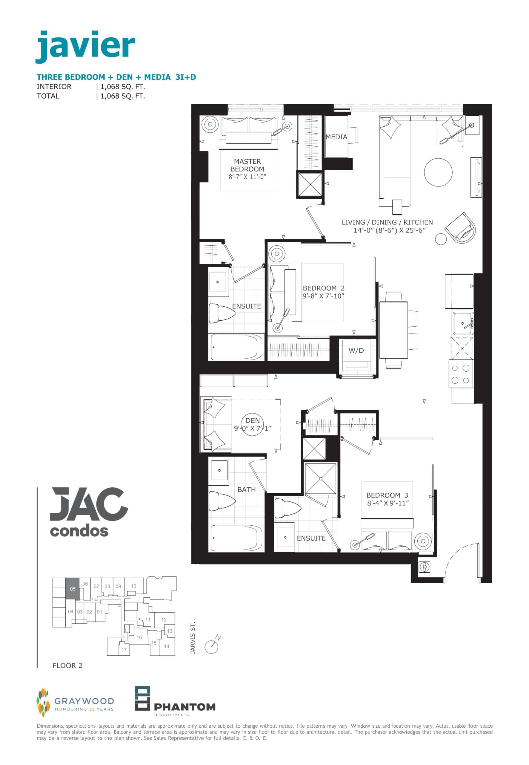 Javier Floor Plan at JAC Condos - 1068 sq.ft