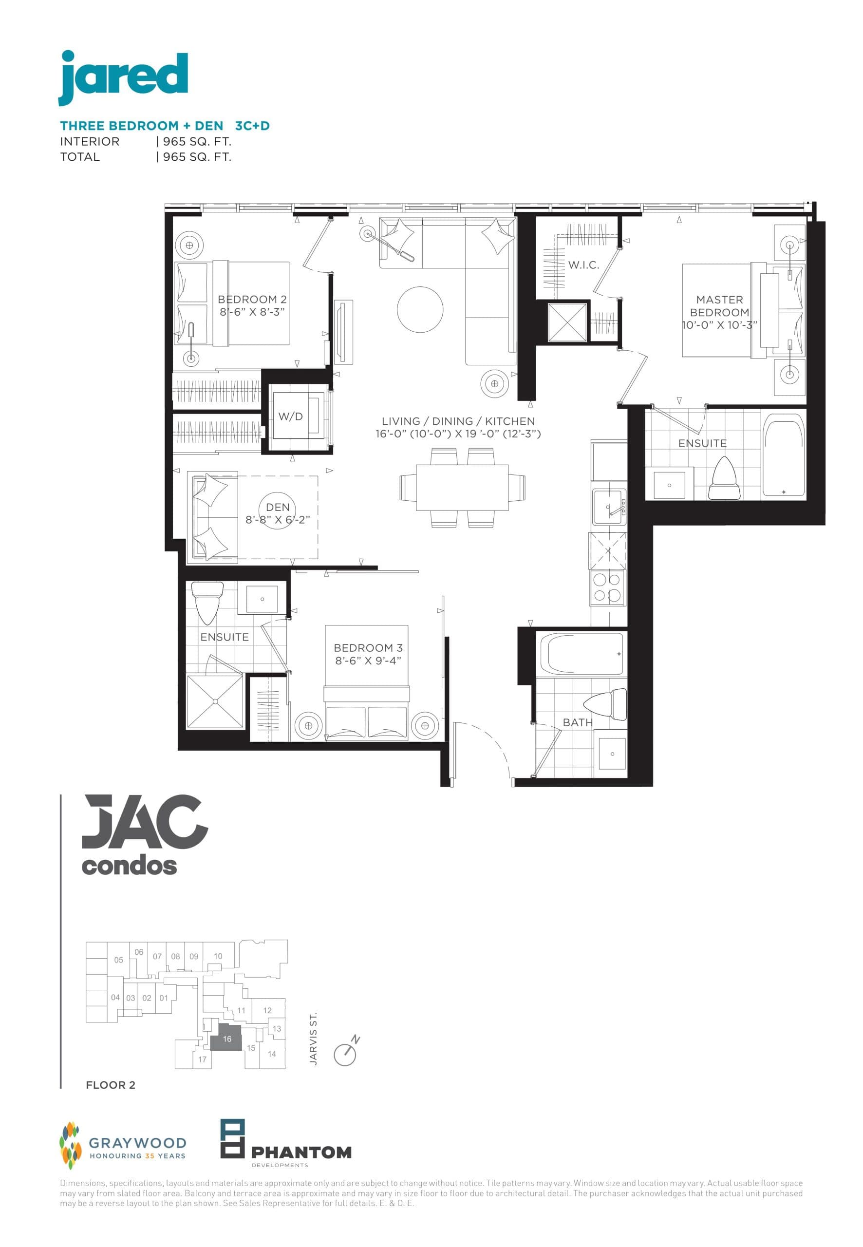 Jared Floor Plan at JAC Condos - 965 sq.ft