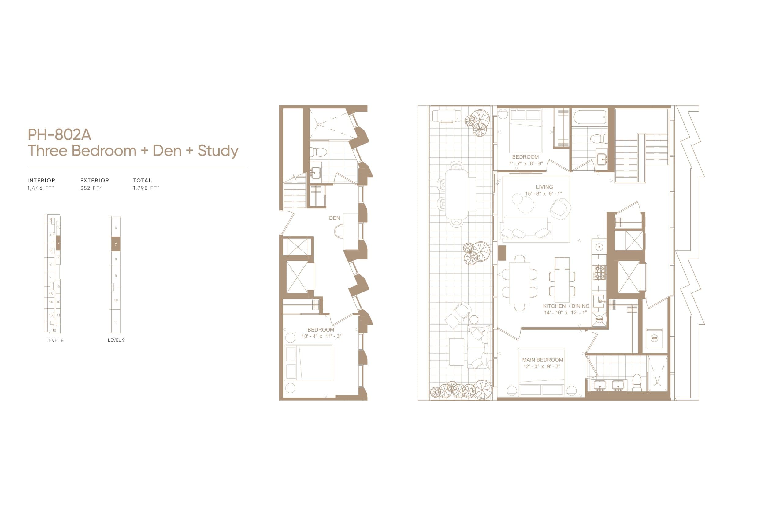 PH-802A Floor Plan at Leaside Common Condos - 1446 sq.ft