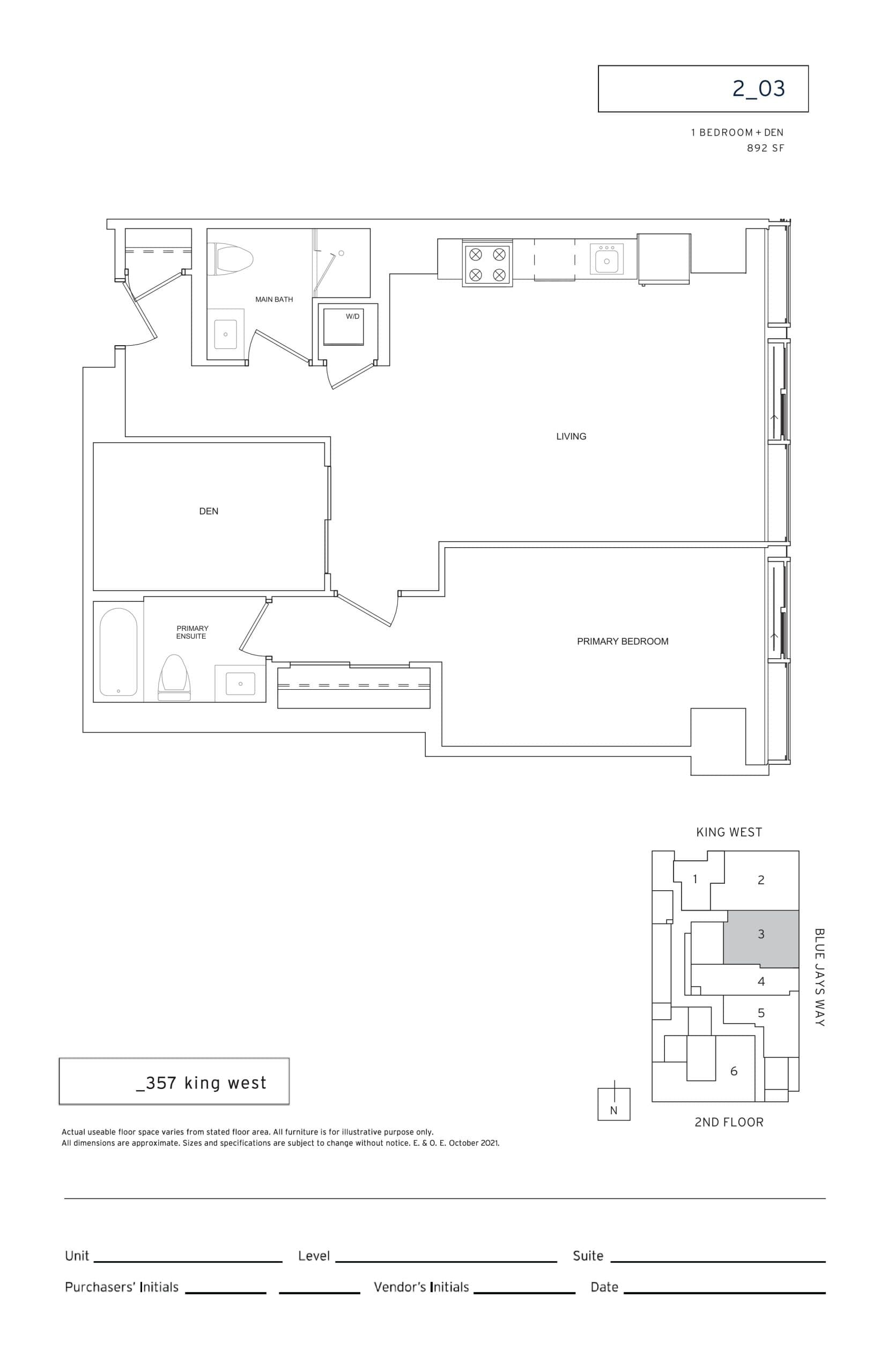 2_03 Floor Plan at 357 King West Condos - 892 sq.ft