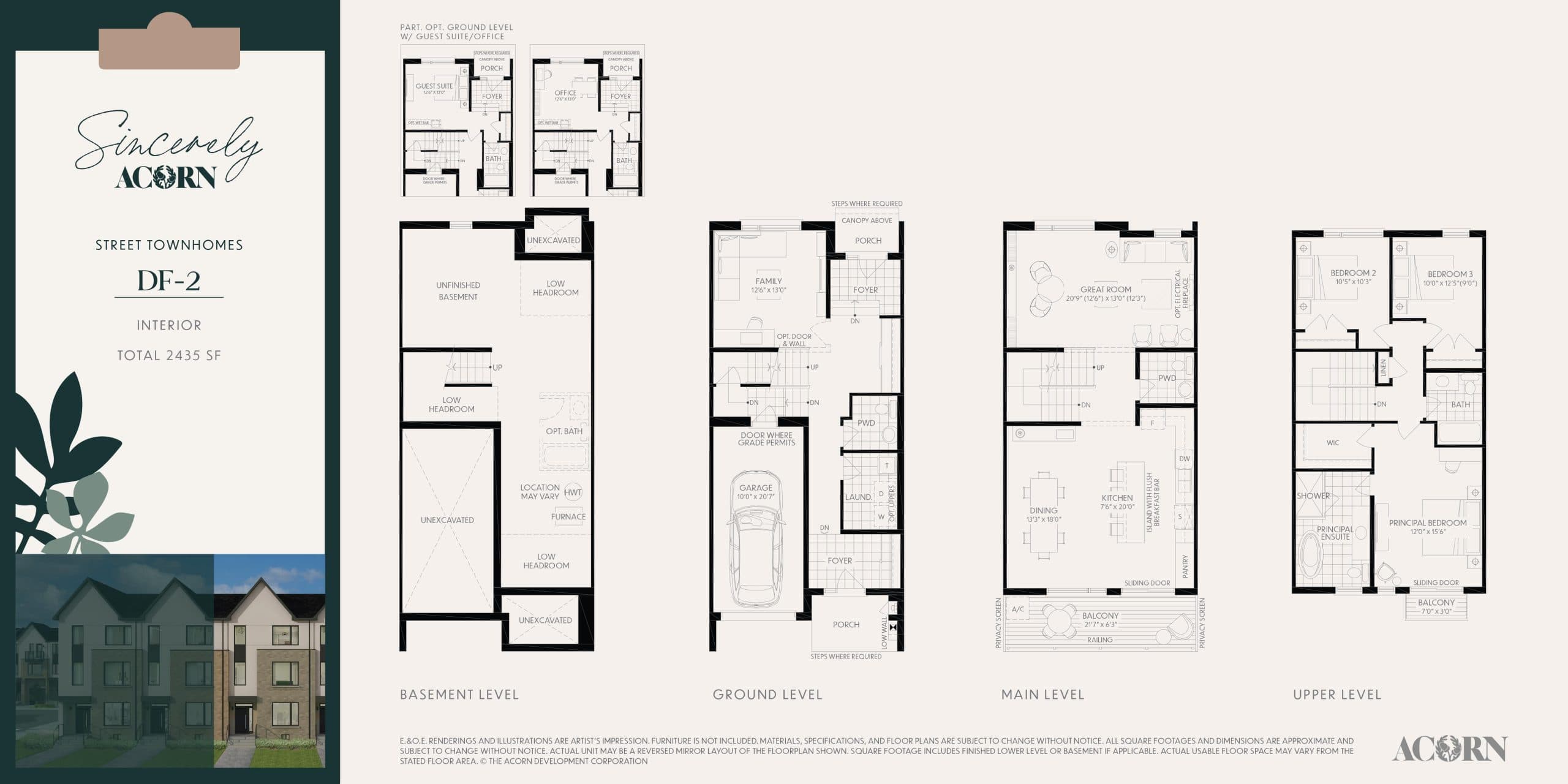 DF-2 Floor Plan at Sincerely, Acorn Towns - 2435 sq.ft