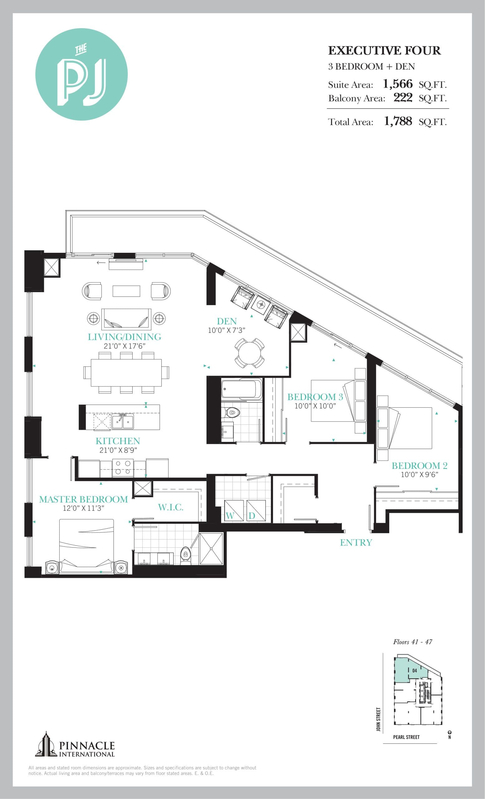 Executive Four Floor Plan at The PJ Condos - 1566 sq.ft
