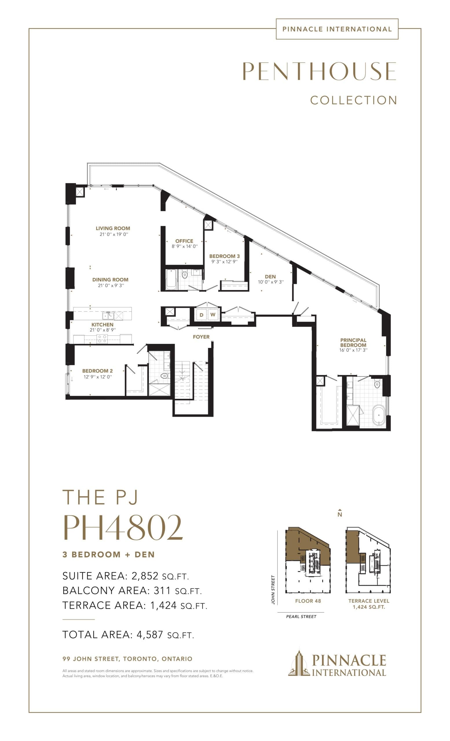 Penthouse 4802 (PH4802) Floor Plan at The PJ Condos - 2852 sq.ft
