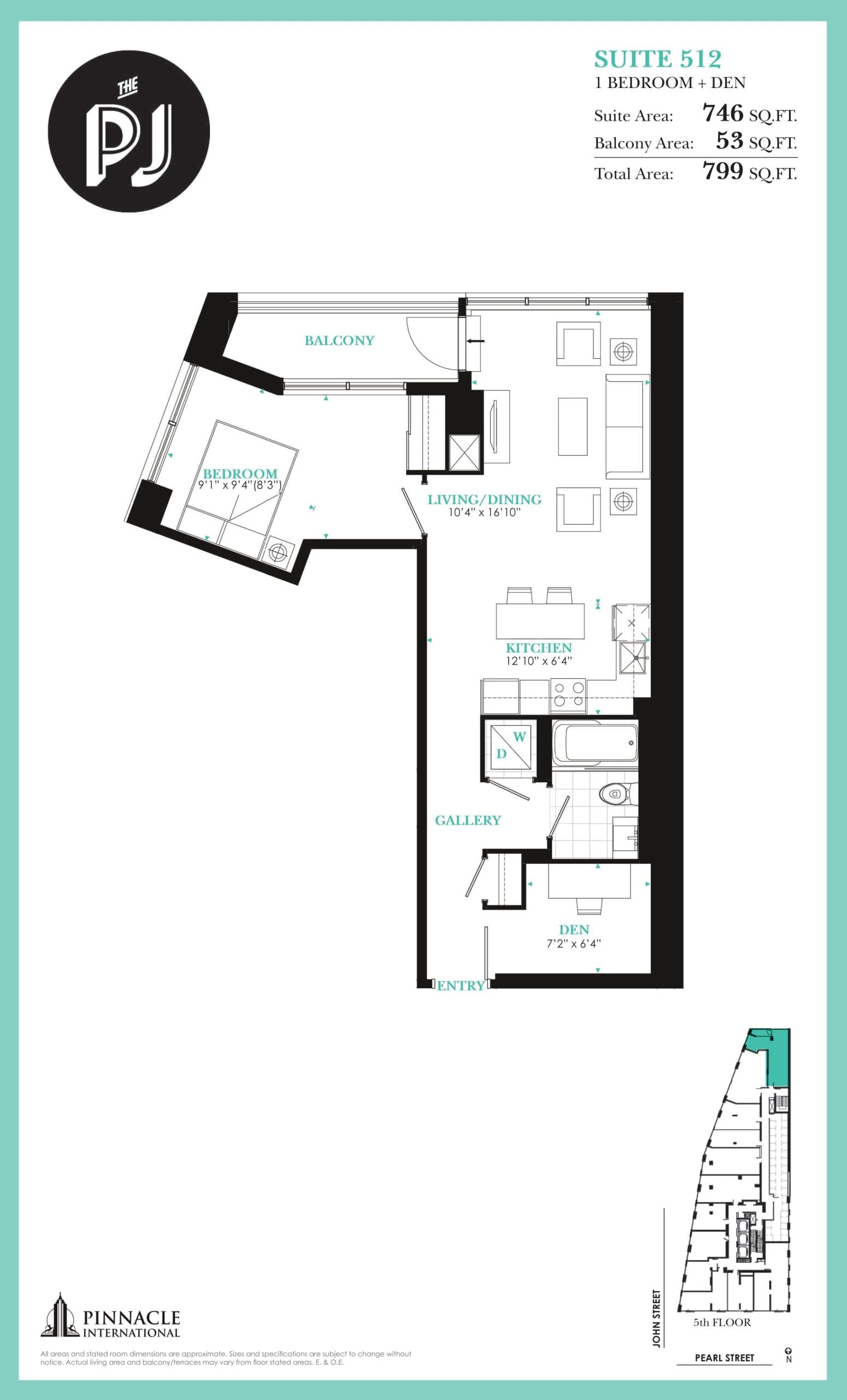 Suite 512 Floor Plan at The PJ Condos - 746 sq.ft