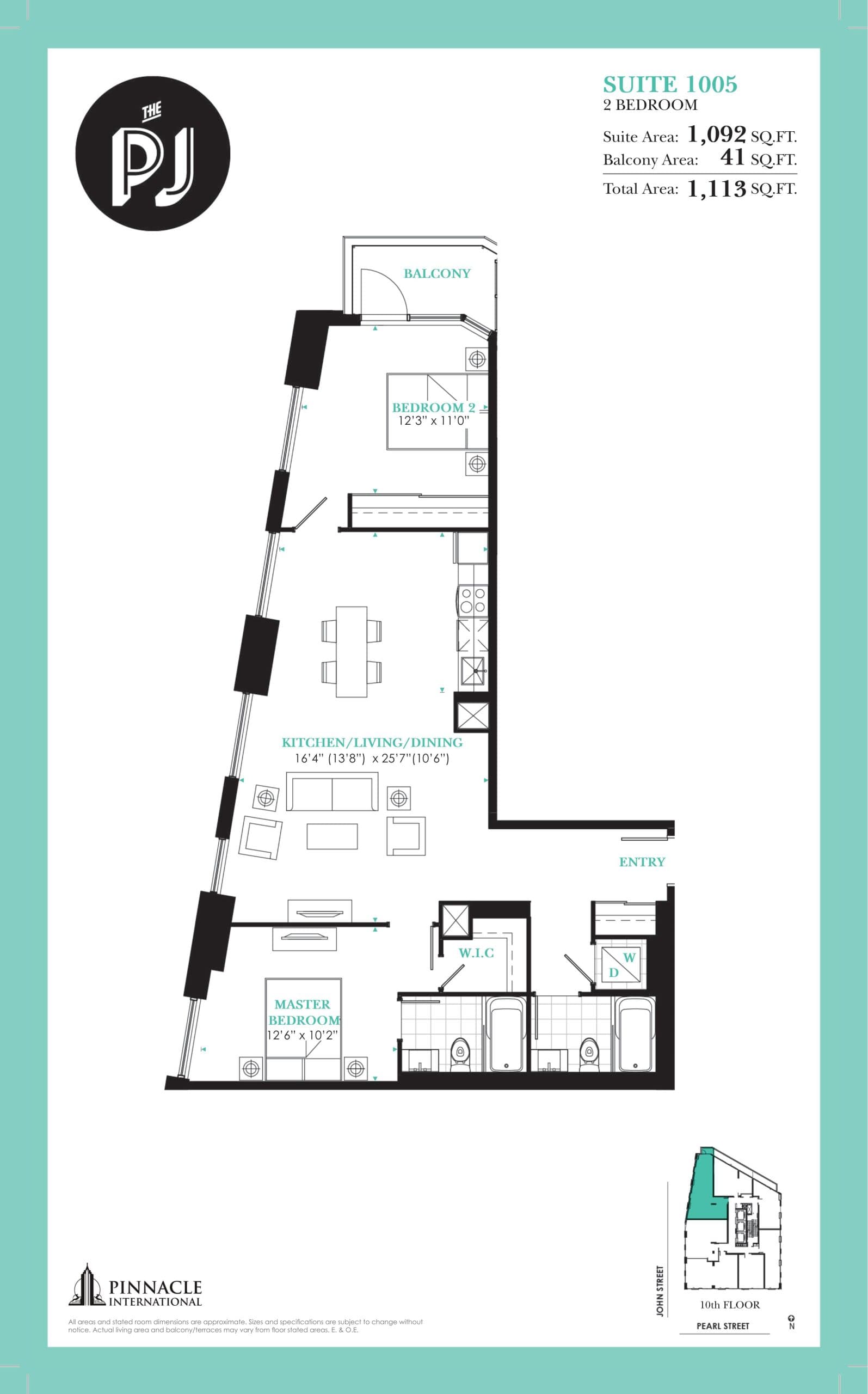 Suite 1005 Floor Plan at The PJ Condos - 1092 sq.ft