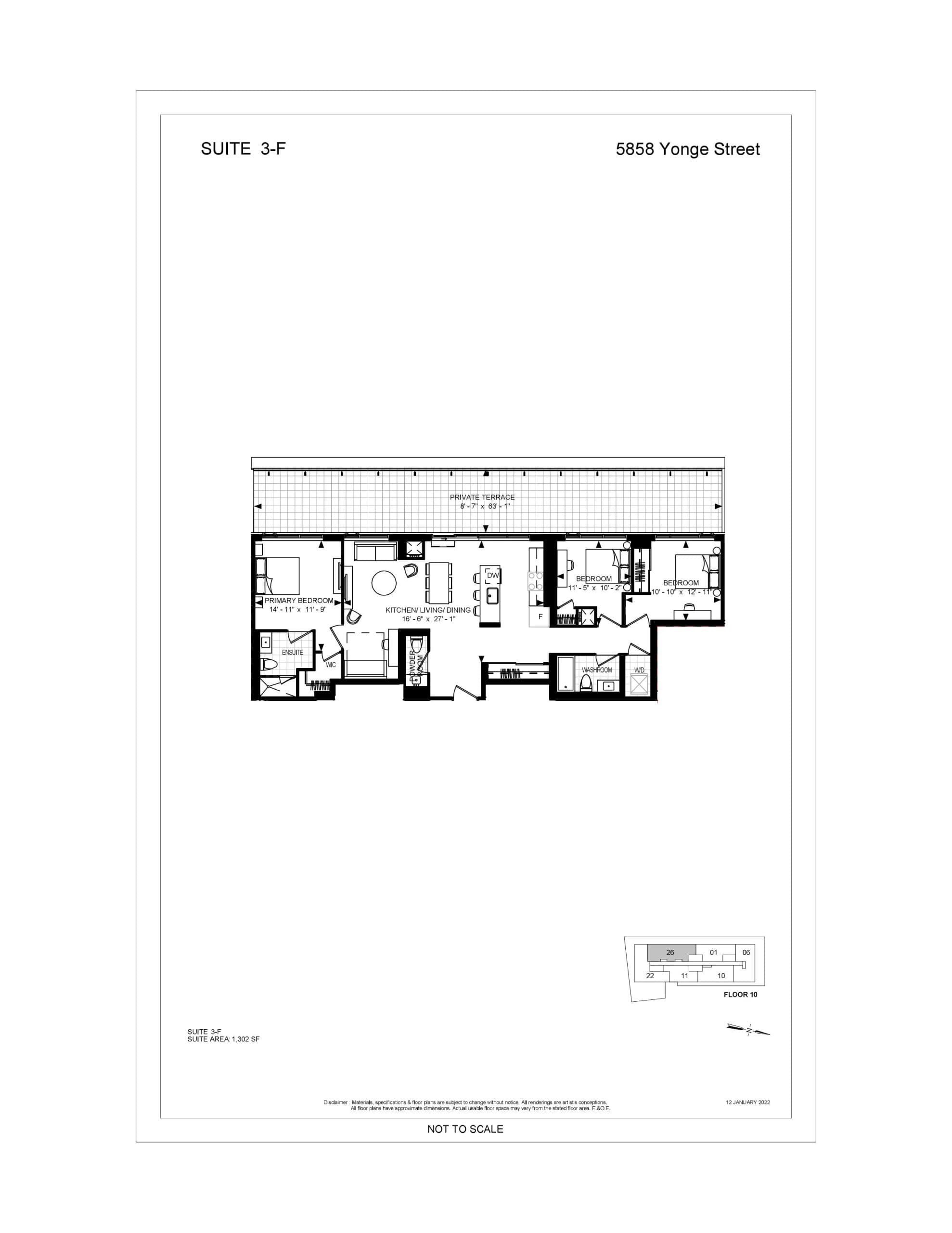 Suite 3-F Floor Plan at Plaza on Yonge Condos - 1302 sq.ft