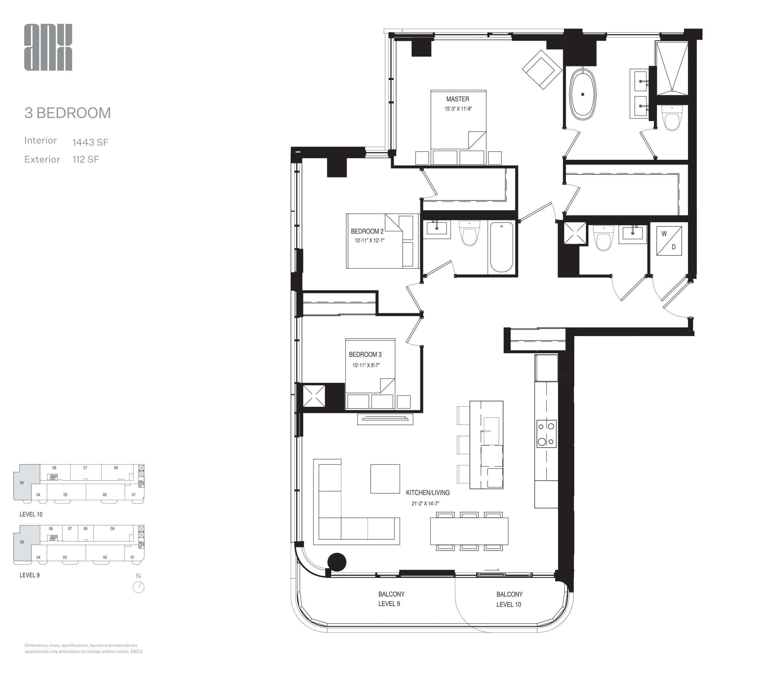 1443 SF Floor Plan at ANX Condos - 1443 sq.ft