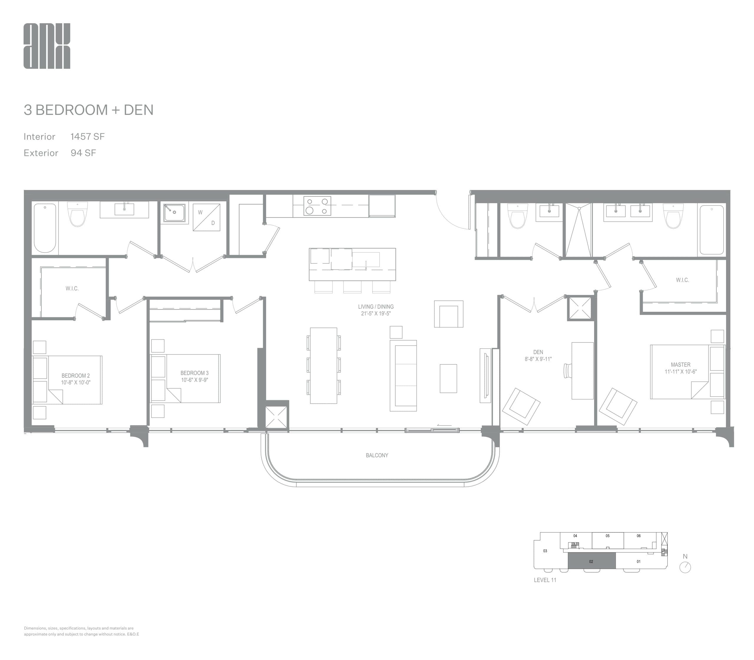 1457 SF Floor Plan at ANX Condos - 1457 sq.ft