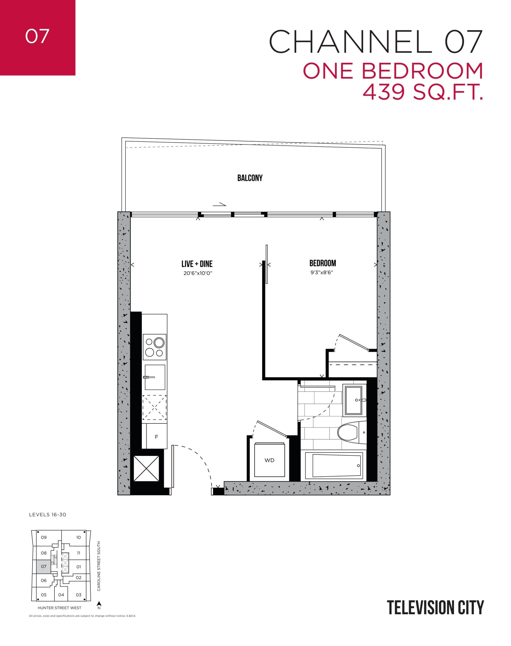 Channel 07 Floor Plan at Television City Condos - 439 sq.ft