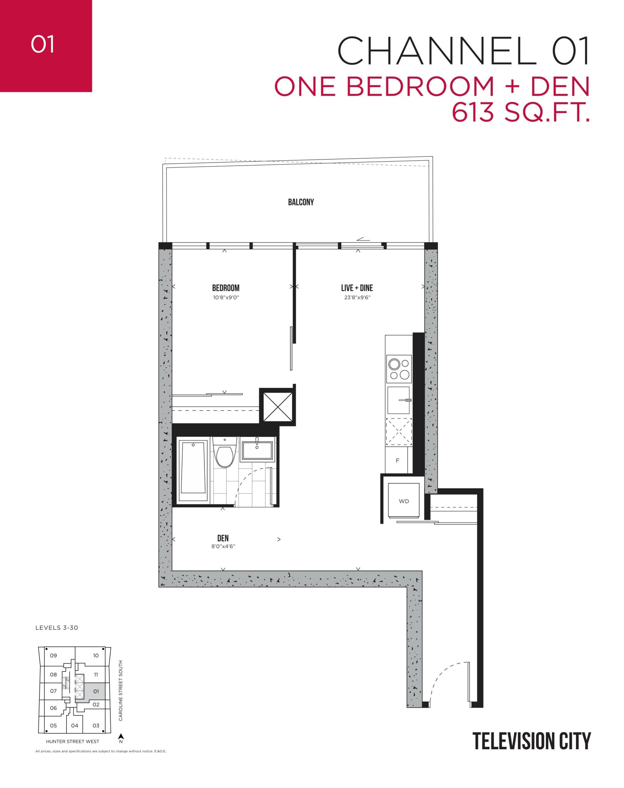 Channel 01 Floor Plan at Television City Condos - 613 sq.ft